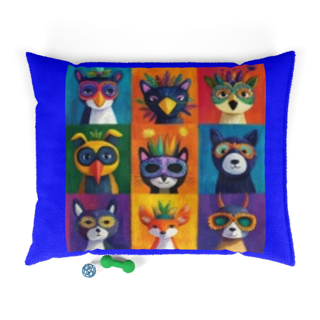 Colorful Masked Animal Patchwork Pet Bed