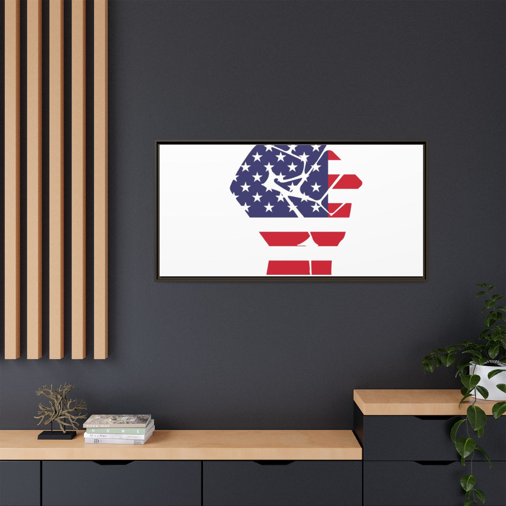 Framed Canvas Print – American Flag Fist Wall Art