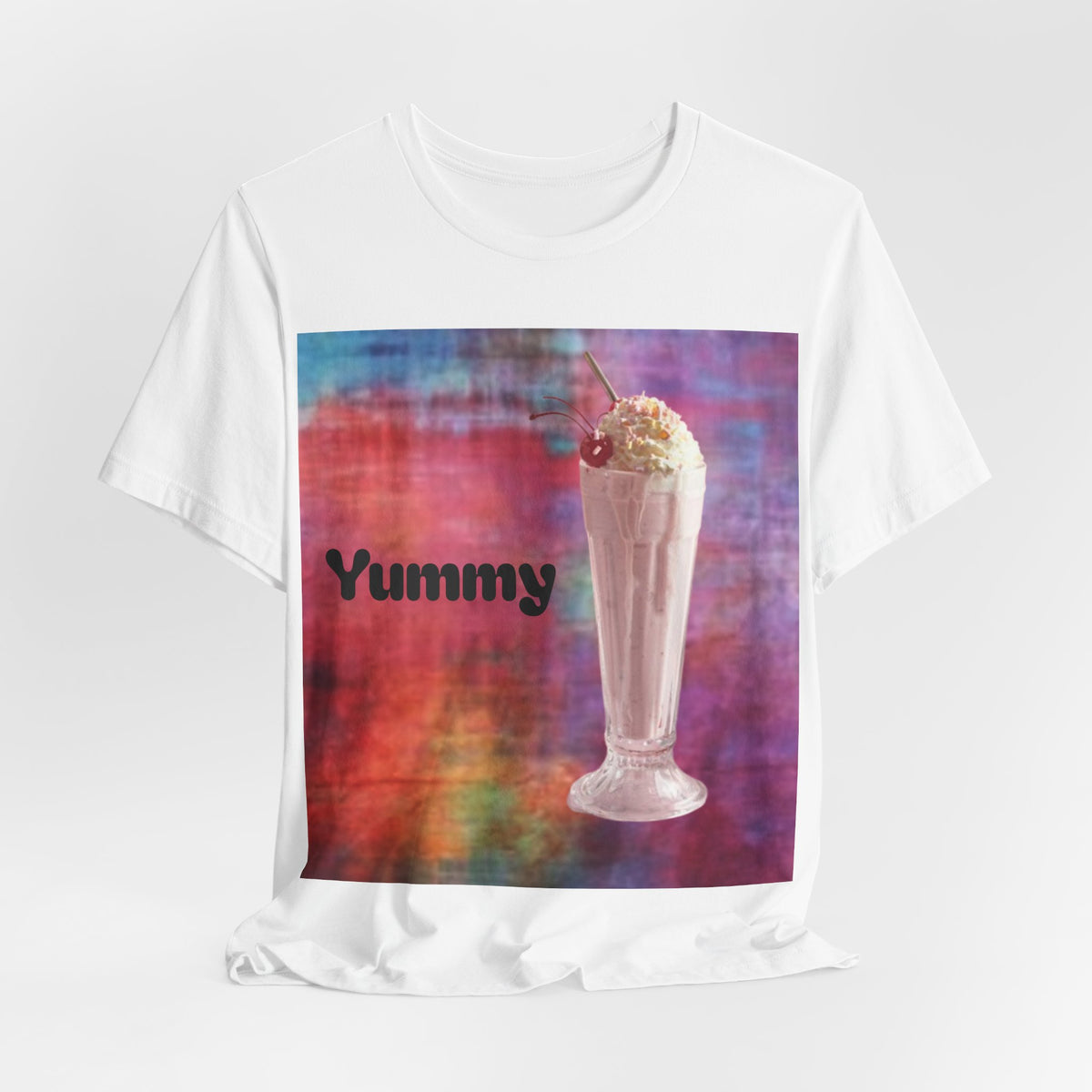 Yummy Strawberry Milkshake Tee - Retro Colorful Ice Cream Soda Graphic T-Shirt