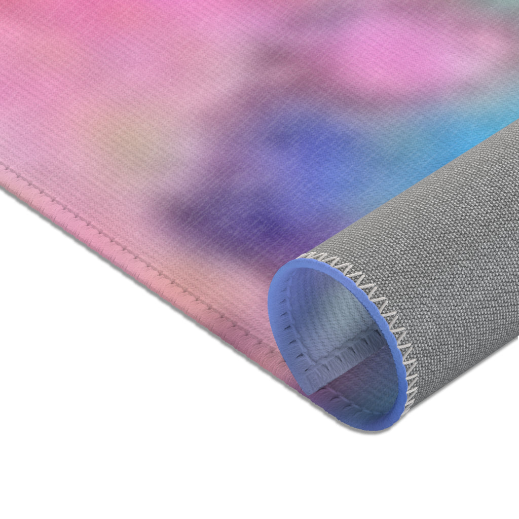 Vibrant Watercolor Area Rug — Colorful Abstract Blue Pink Green Floor Mat