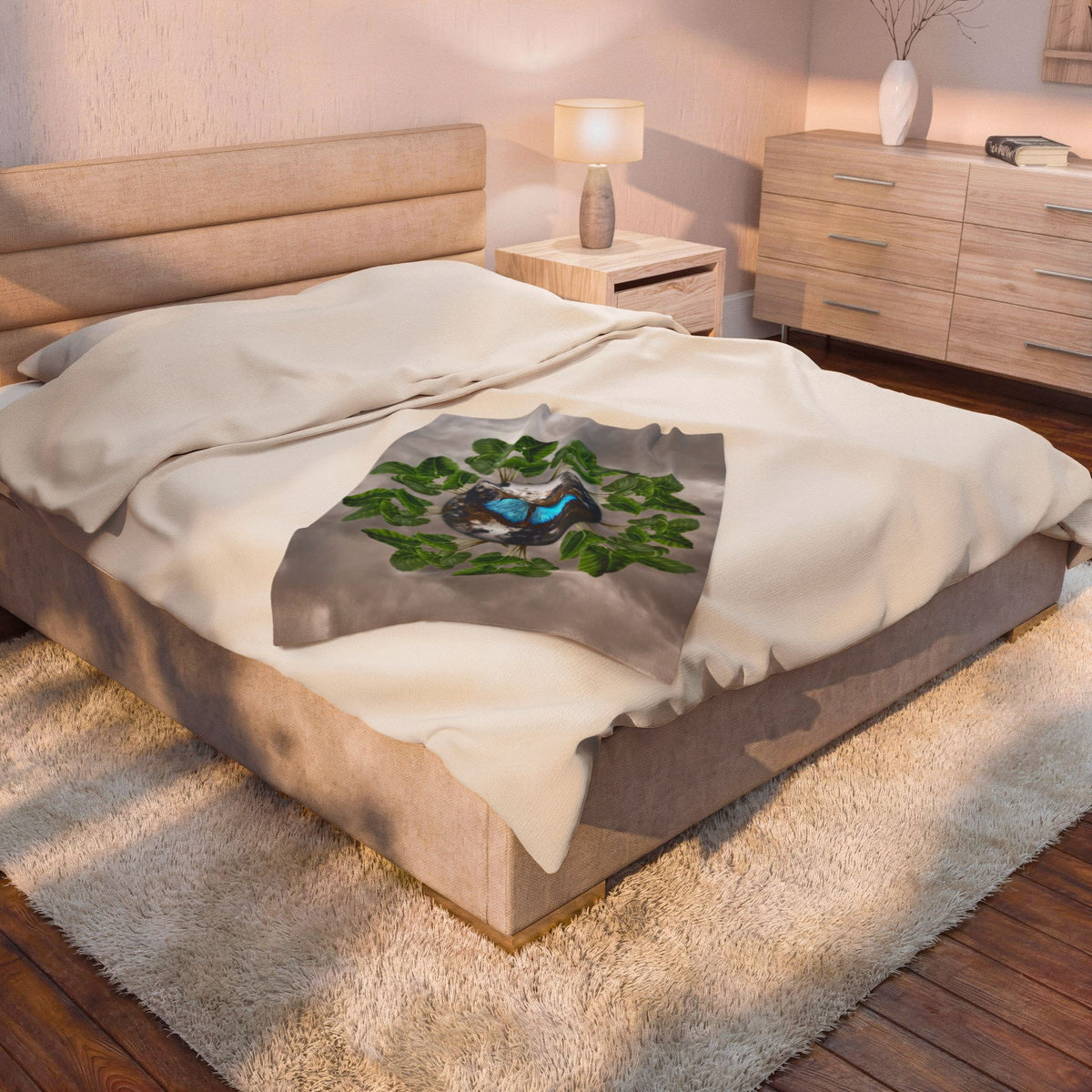 Earth & Blue Butterfly Velveteen Plush Blanket & Facts — Botanical Cozy Throw