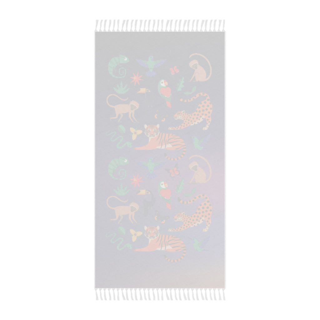 Boho Beach Towel — Tropical Jungle Animals Fringe Beach Cloth