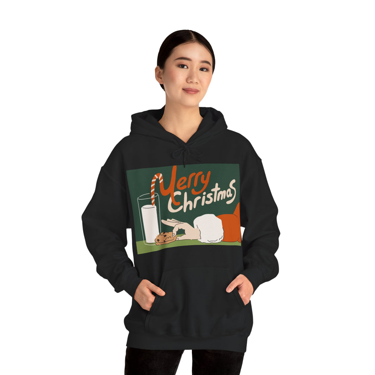 Merry Christmas Cookie & Milk Hoodie — Retro Holiday Sweatshirt
