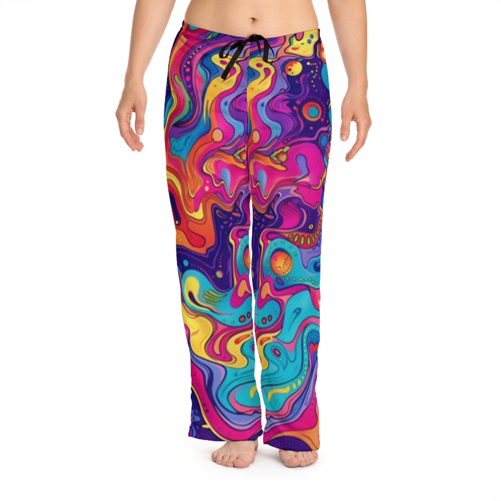 Psychedelic Swirl Women's Pajama Pants - Colorful Abstract Lounge Trousers