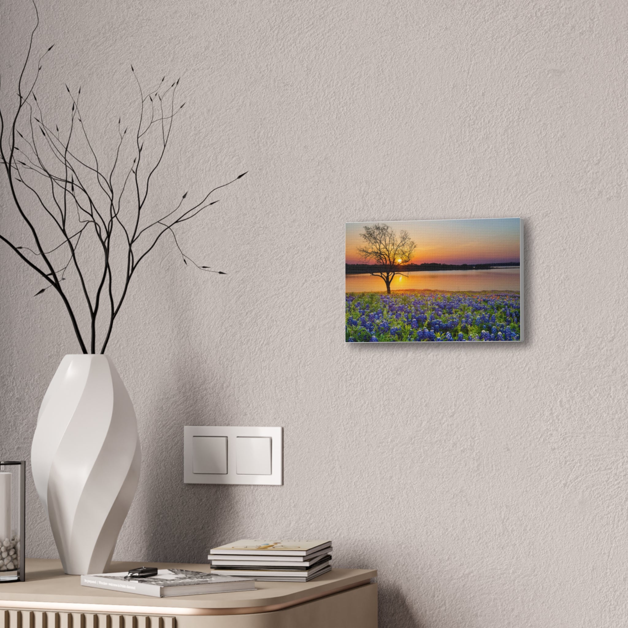 Canvas Wall Art - Bluebonnet Sunrise Landscape