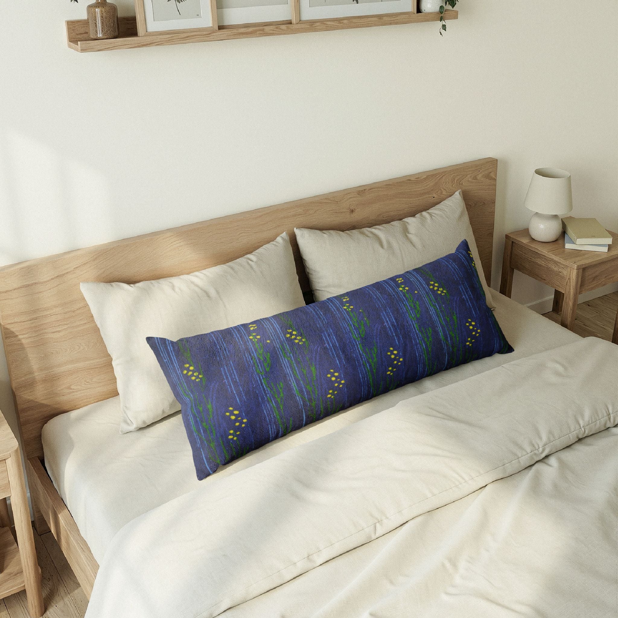 Botanical Blue Body Pillow — Long Floral Comfort Pillowcase