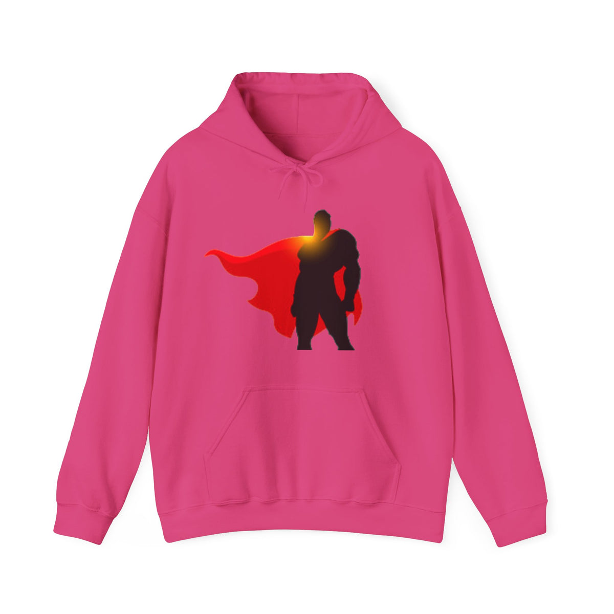 Superhero Silhouette Hoodie — Red Cape Graphic Pullover