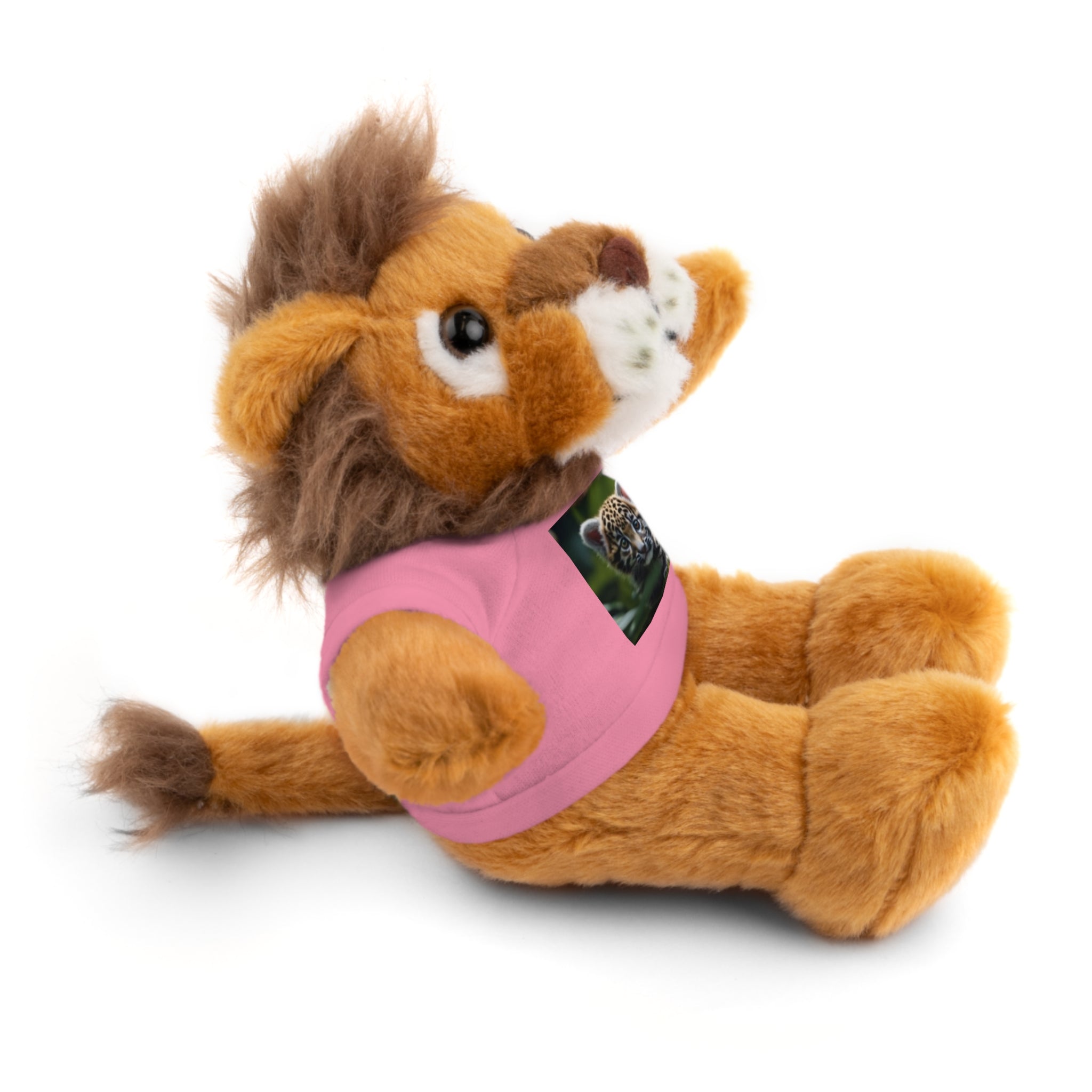 Plush Teddy Bear with Leopard Cub Tee — Cute Animal Gift for Kids & Wildlife Lovers
