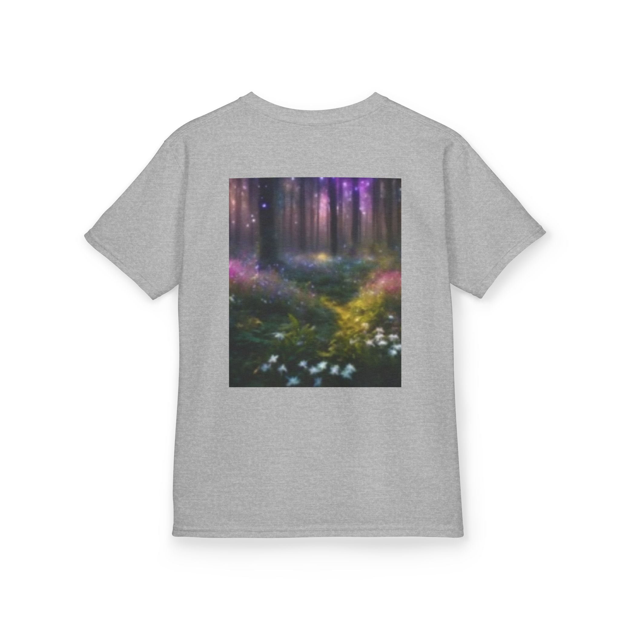 Kids T-shirt— Cute Frankenstein Face Front & Enchanted Forest Back