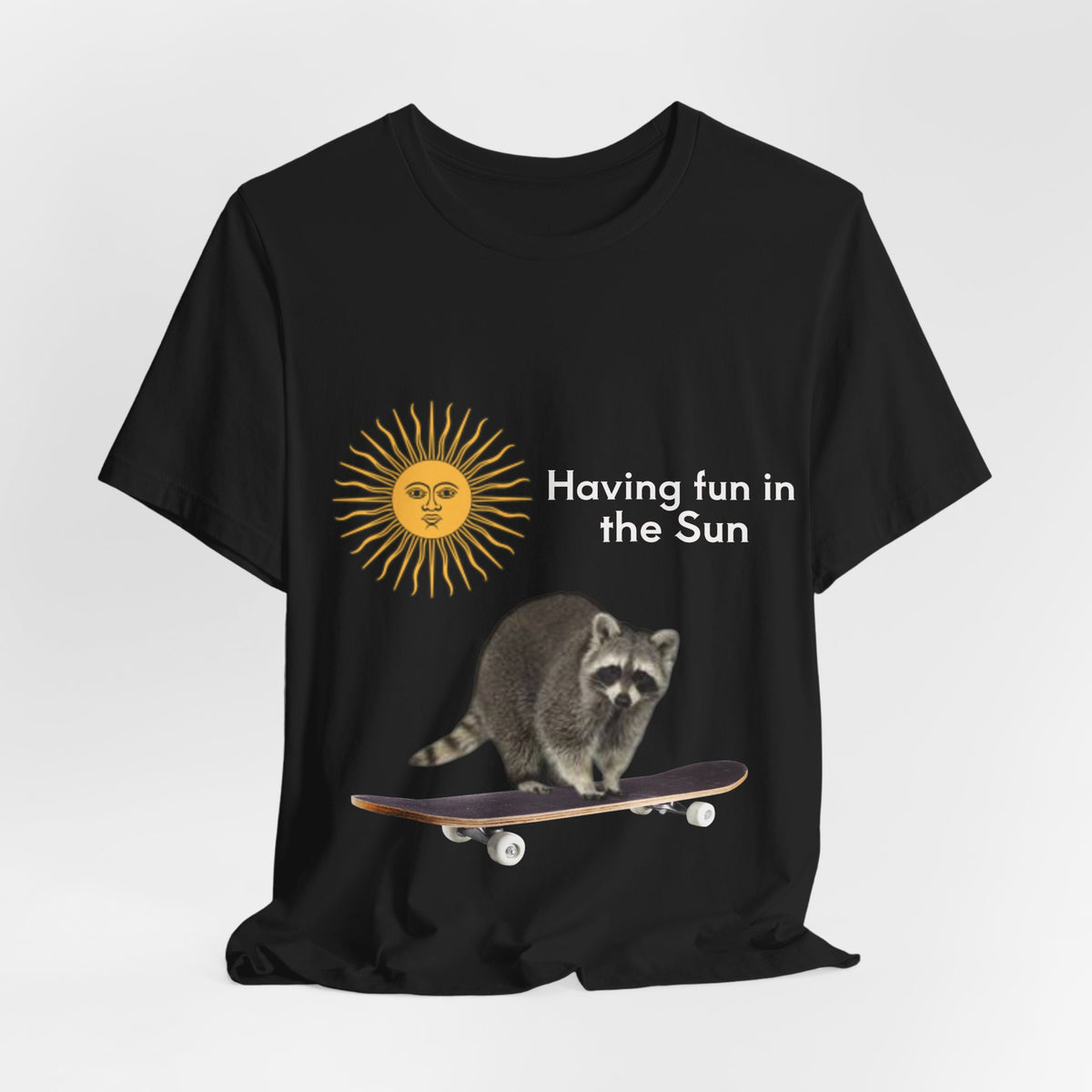 Raccoon Riding Skateboard T-Shirt — Cute Skate & Wildlife Graphic Tee