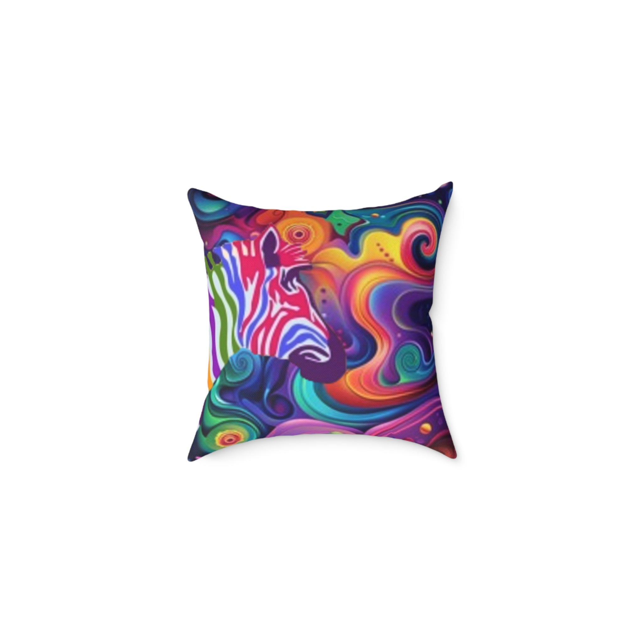 Psychedelic Zebra Swirl Square Throw Pillow
