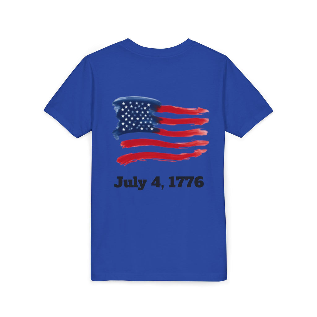 Youth T-shirt — Watercolor Rainbow & Paint Stroke American Flag Kids Shirt