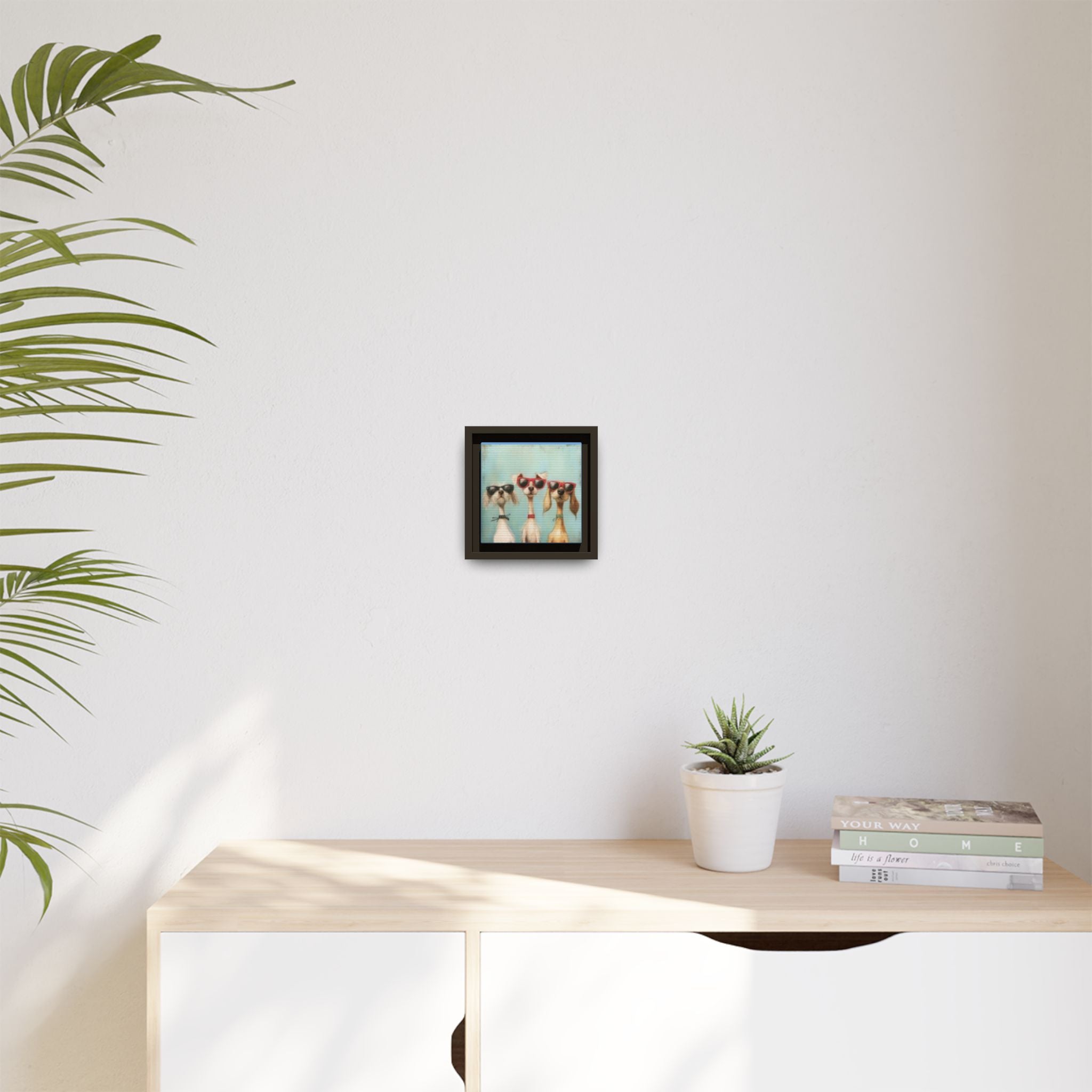 Framed Matte Canvas — Three Cool Dogs in Sunglasses Wall Art