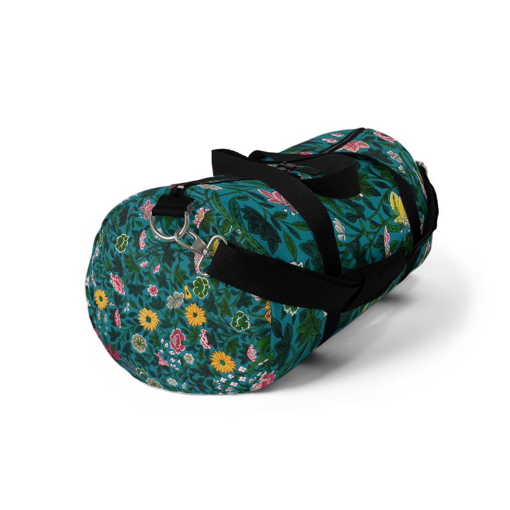 Floral Garden Duffel Bag – Teal Vintage Flower Travel Gym Bag