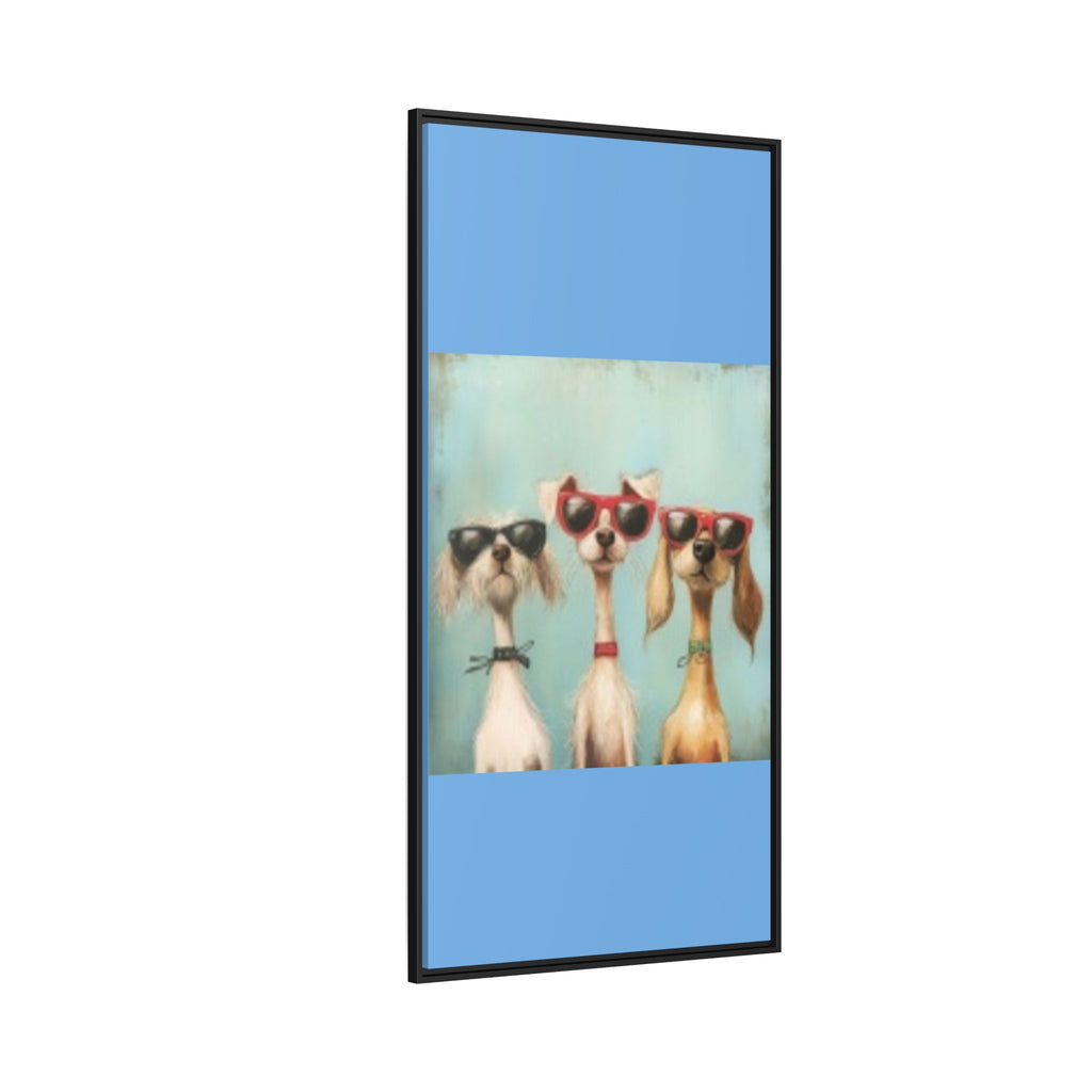 Framed Matte Canvas — Three Cool Dogs in Sunglasses Wall Art