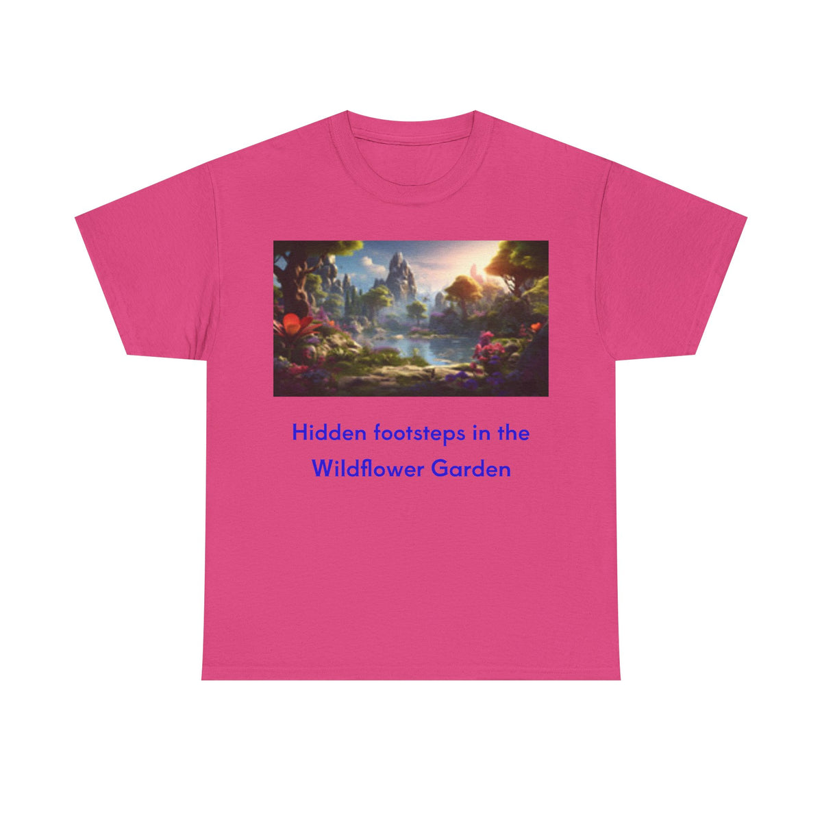 Scenic Fantasy Landscape Tee — Sunset Mountain Valley Graphic T-Shirt