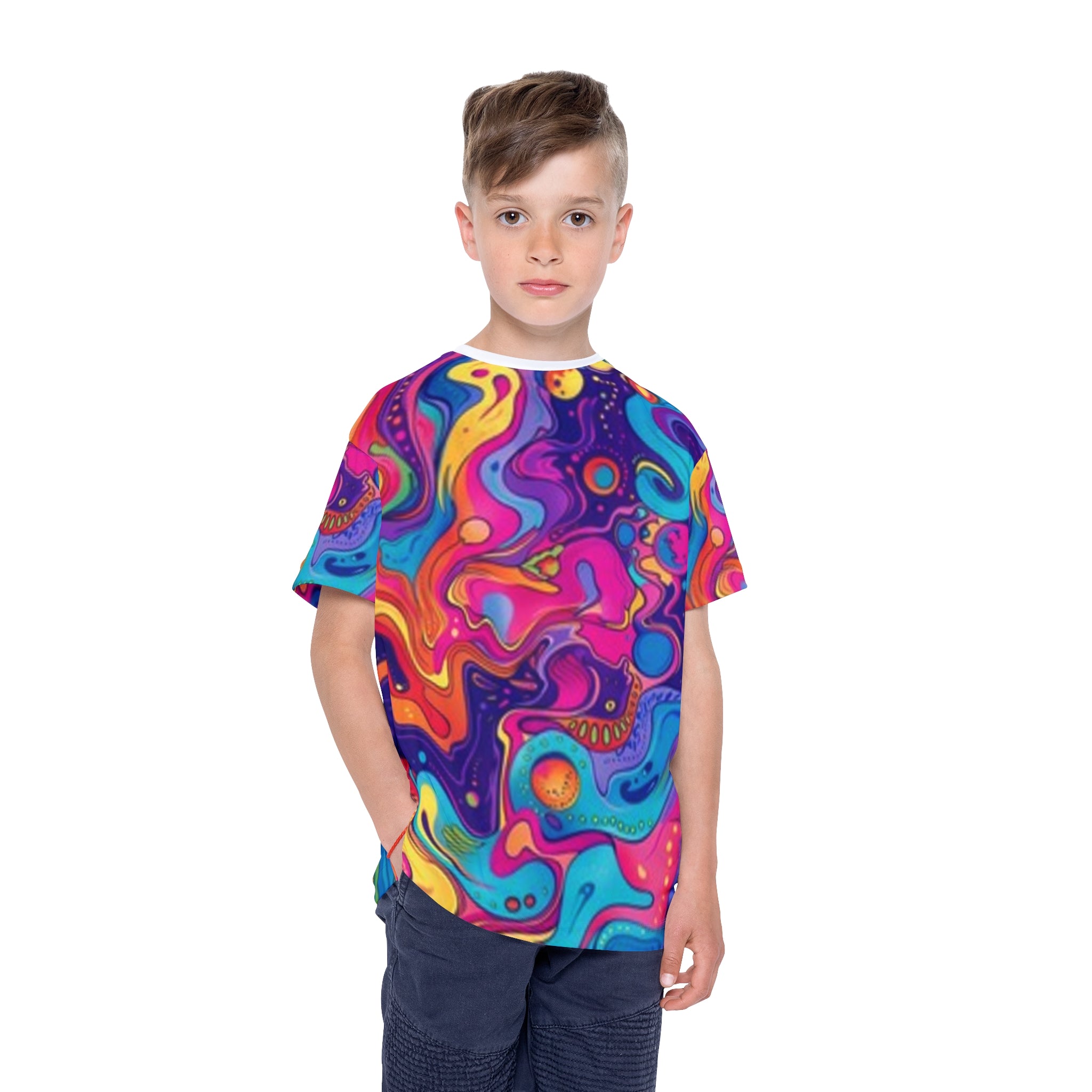 Kids Jersey — Bright Psychedelic Swirl All-Over Print