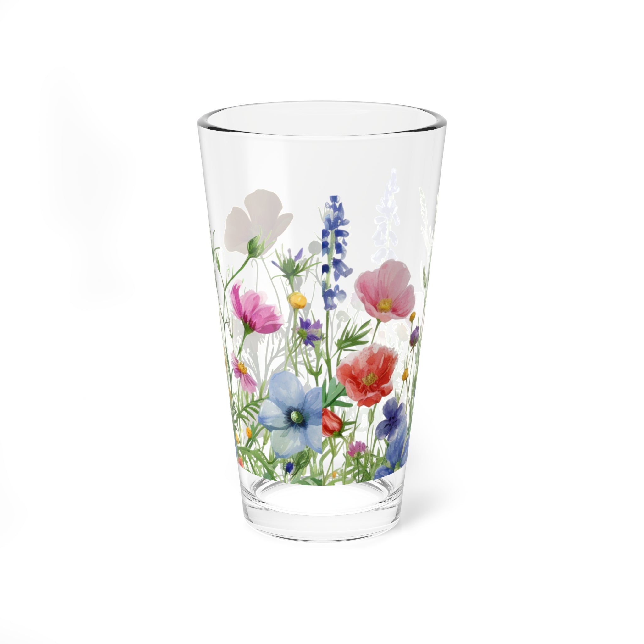 16oz Floral Mixing Glass — Wildflower Cocktail & Bar Shaker Glass