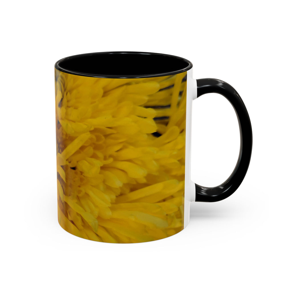 Yellow Chrysanthemum Accent Coffee Mug — Floral 11/15oz Tea Cup