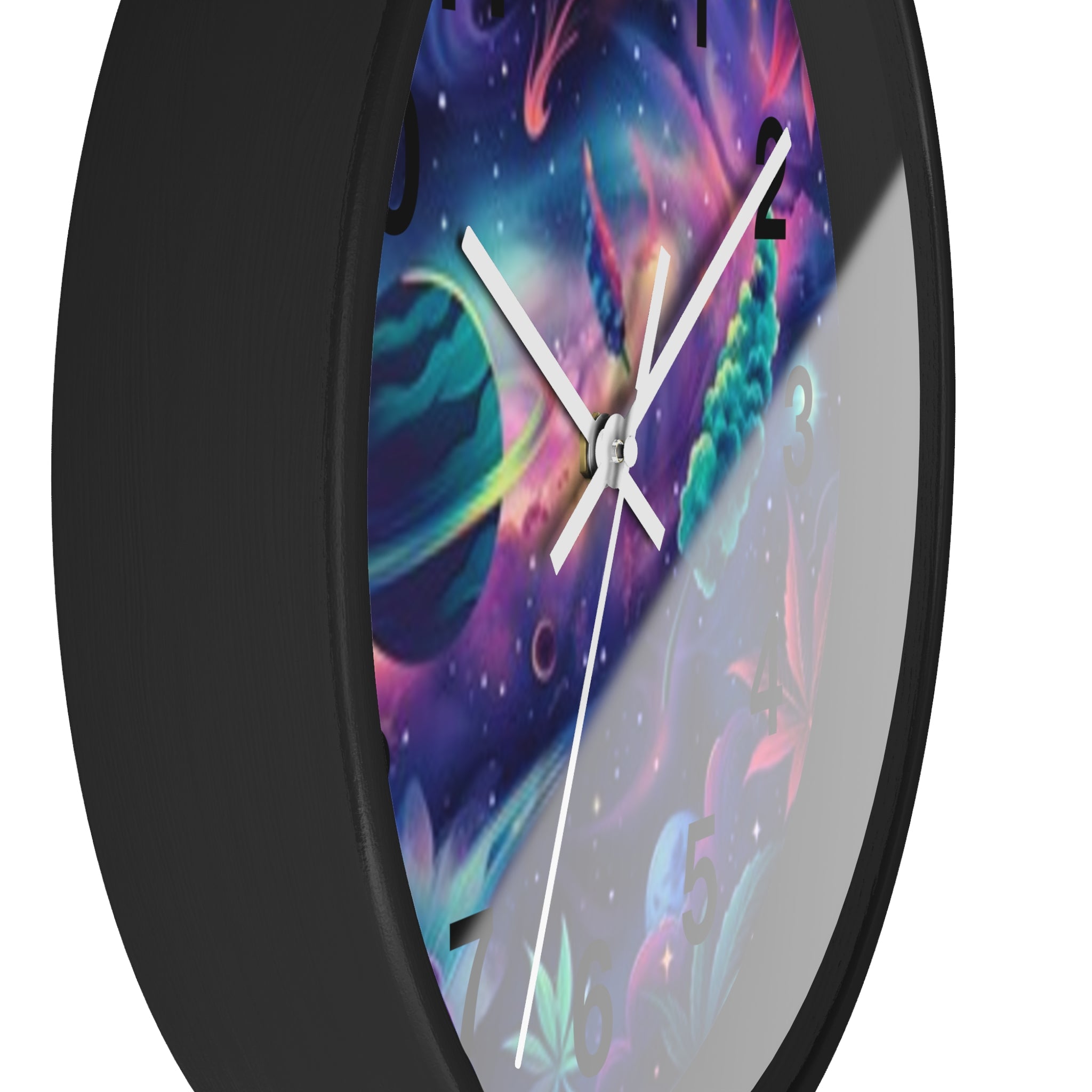 Cosmic Cannabis Wall Clock — Psychedelic Space Marijuana Art Clock