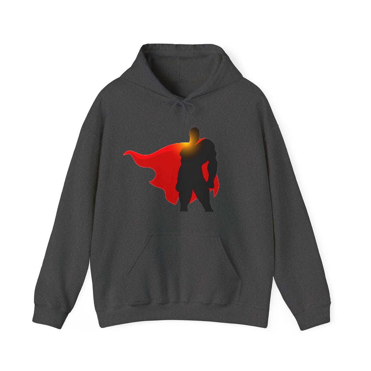 Superhero Silhouette Hoodie — Red Cape Graphic Pullover