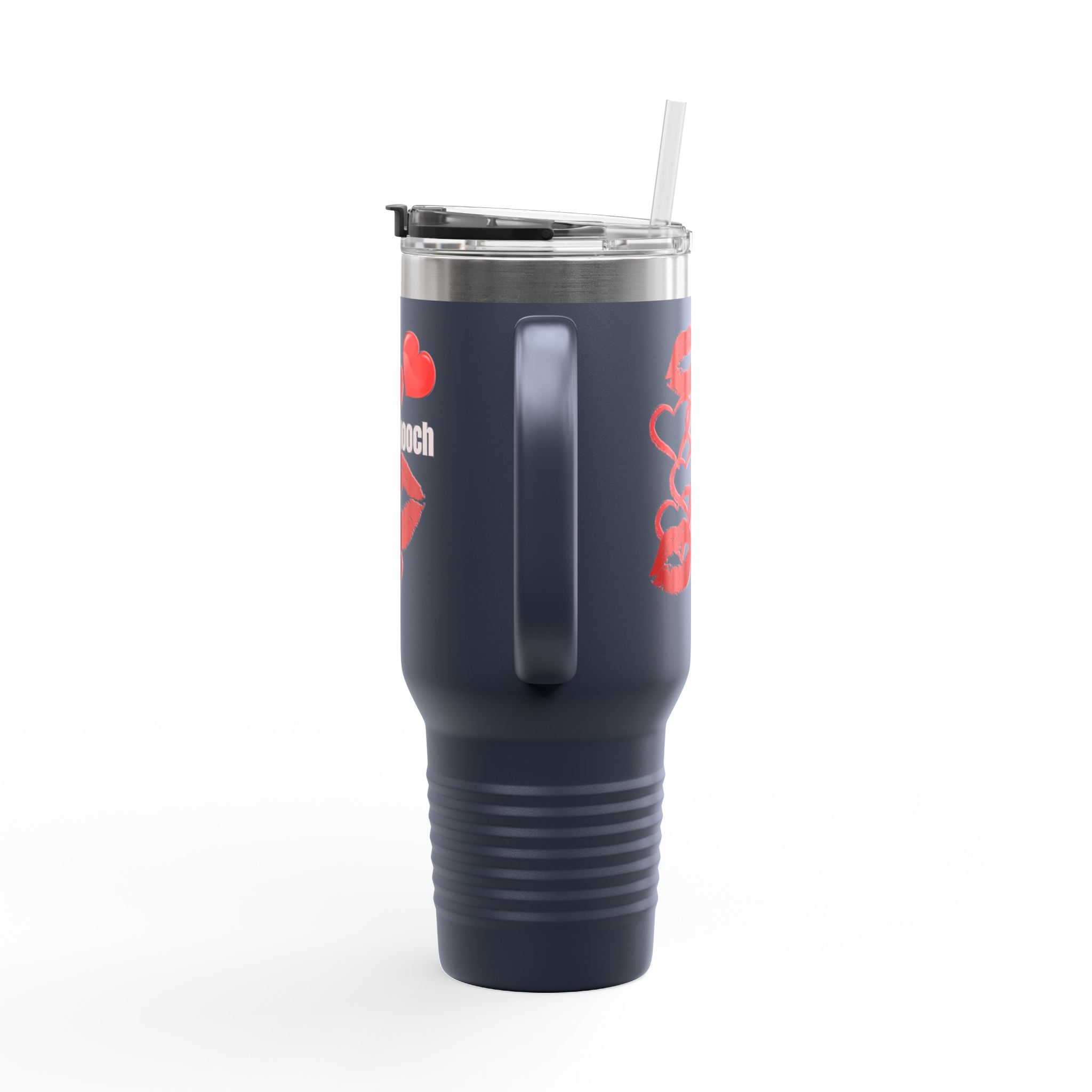 40oz Insulated Travel Mug with Heart Let's Smooch  – Large Tumbler for Coffee & Cold Drinks