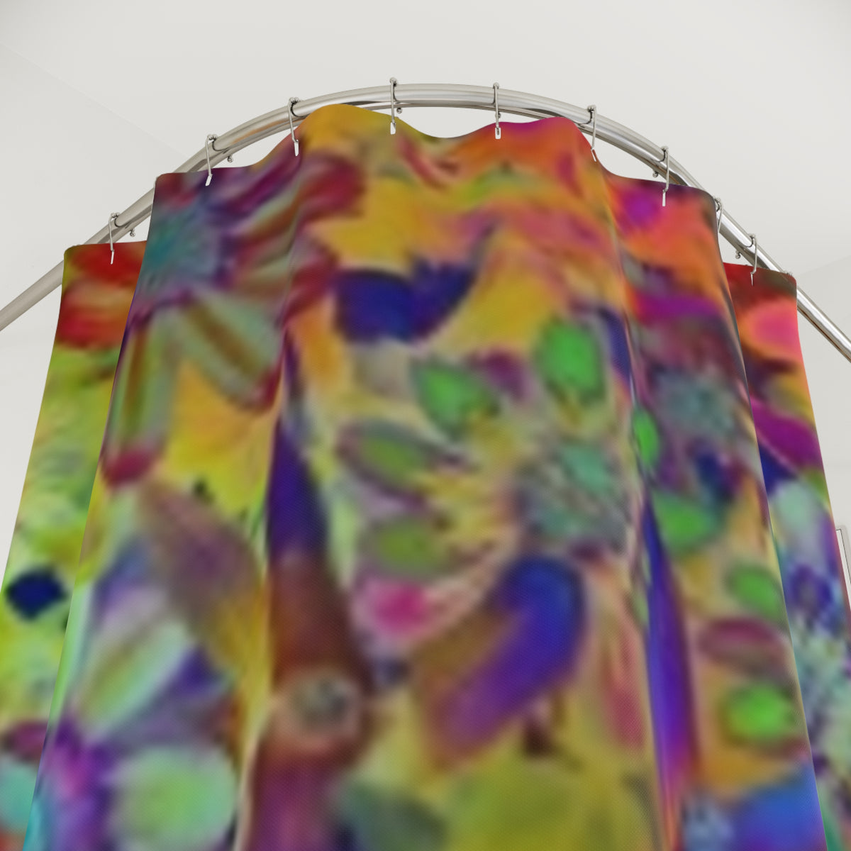 Floral Psychedelic Shower Curtain — Vibrant Boho Flower Bathroom Decor