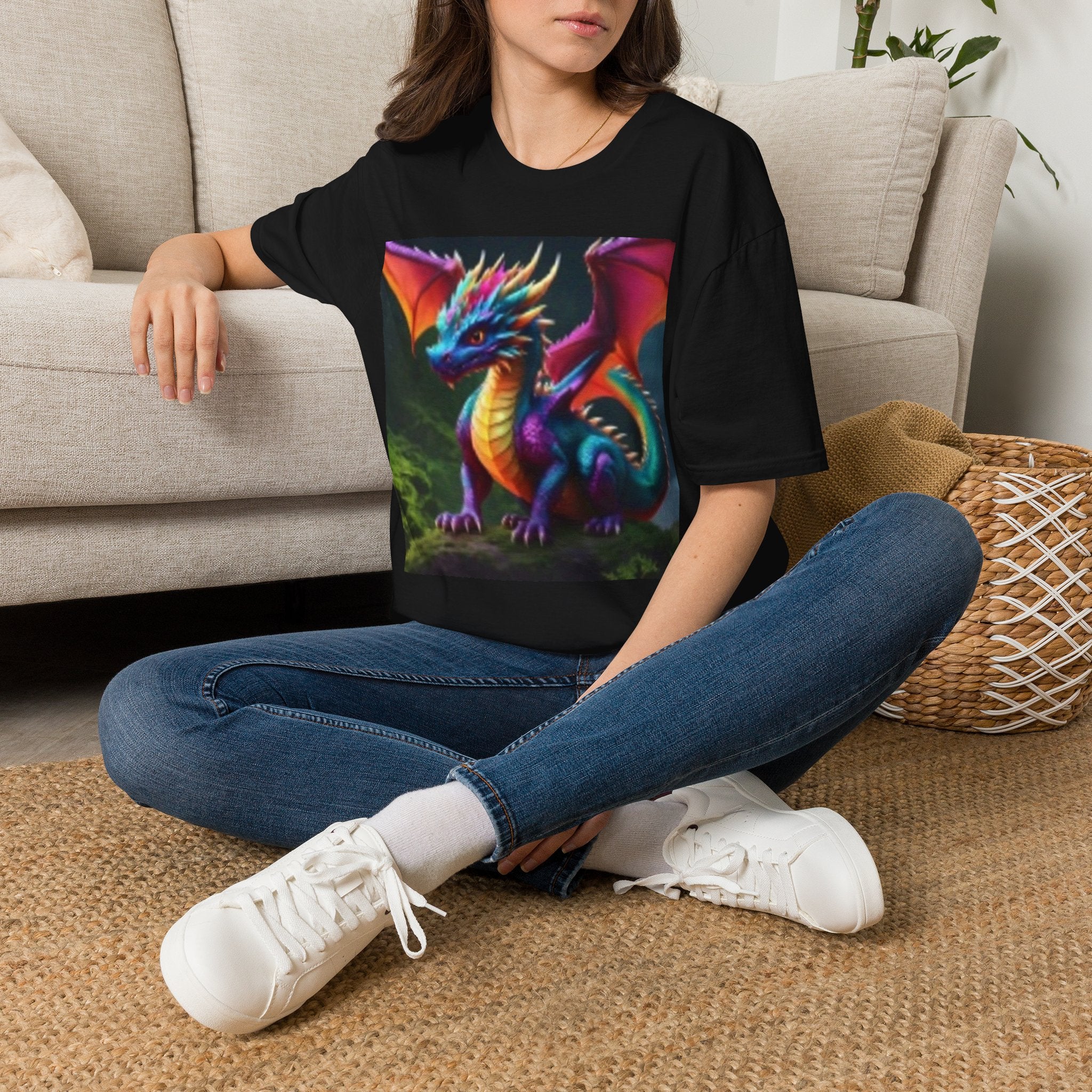 Colorful Fantasy Dragon T-Shirt — Vibrant Rainbow Baby Dragon Graphic Tee