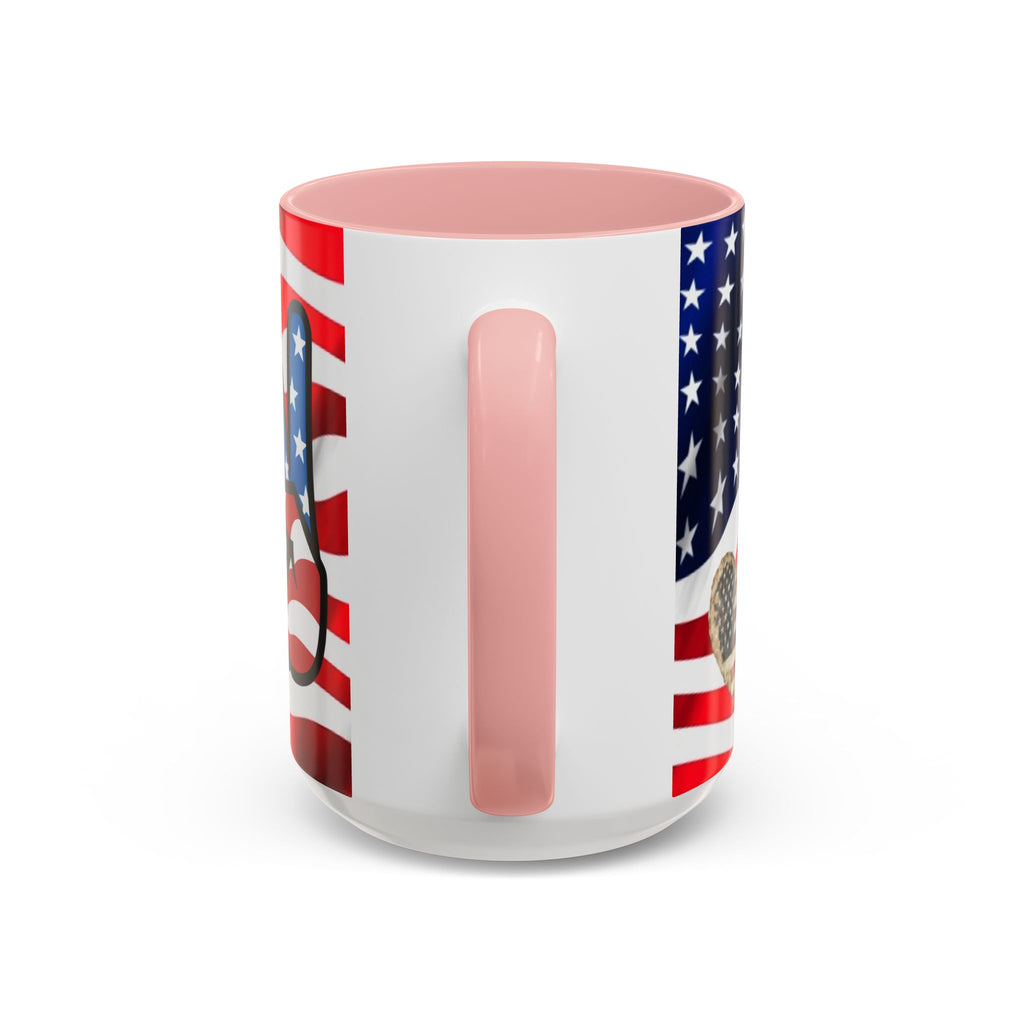 Patriotic President TRUMP Coffee Mug — American Flag Peace Sign & Smile
