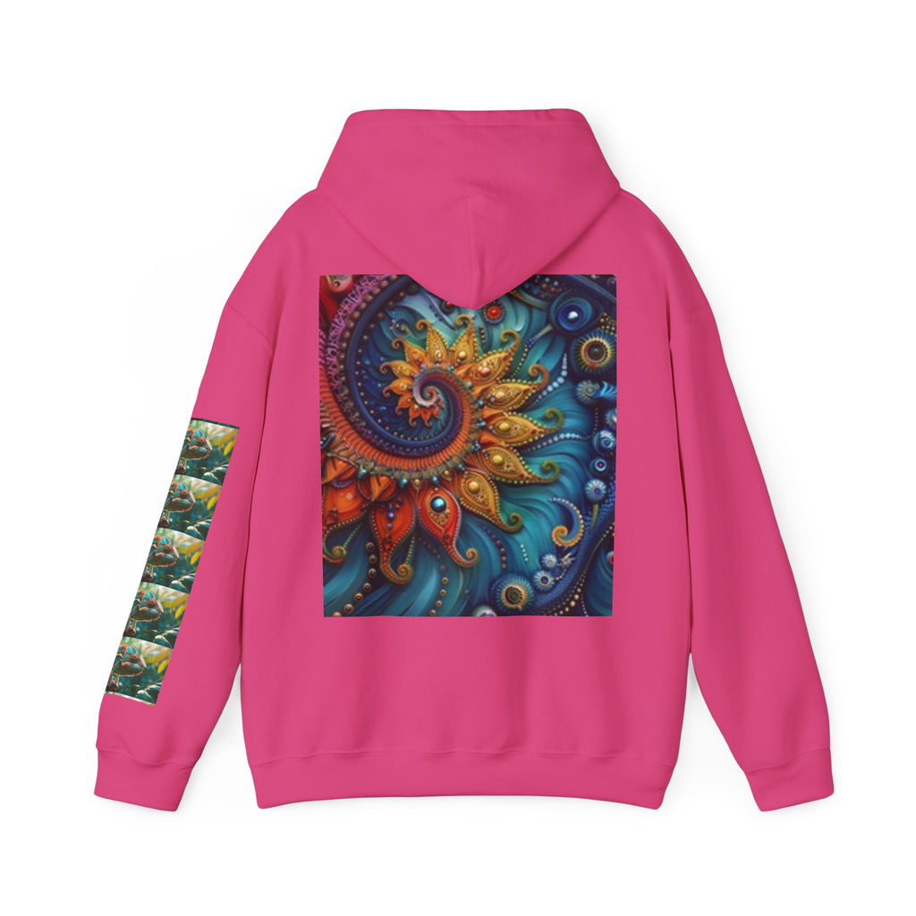 Psychedelic Mushroom Creatures Hoodie — Colorful Fractal Art Pullover