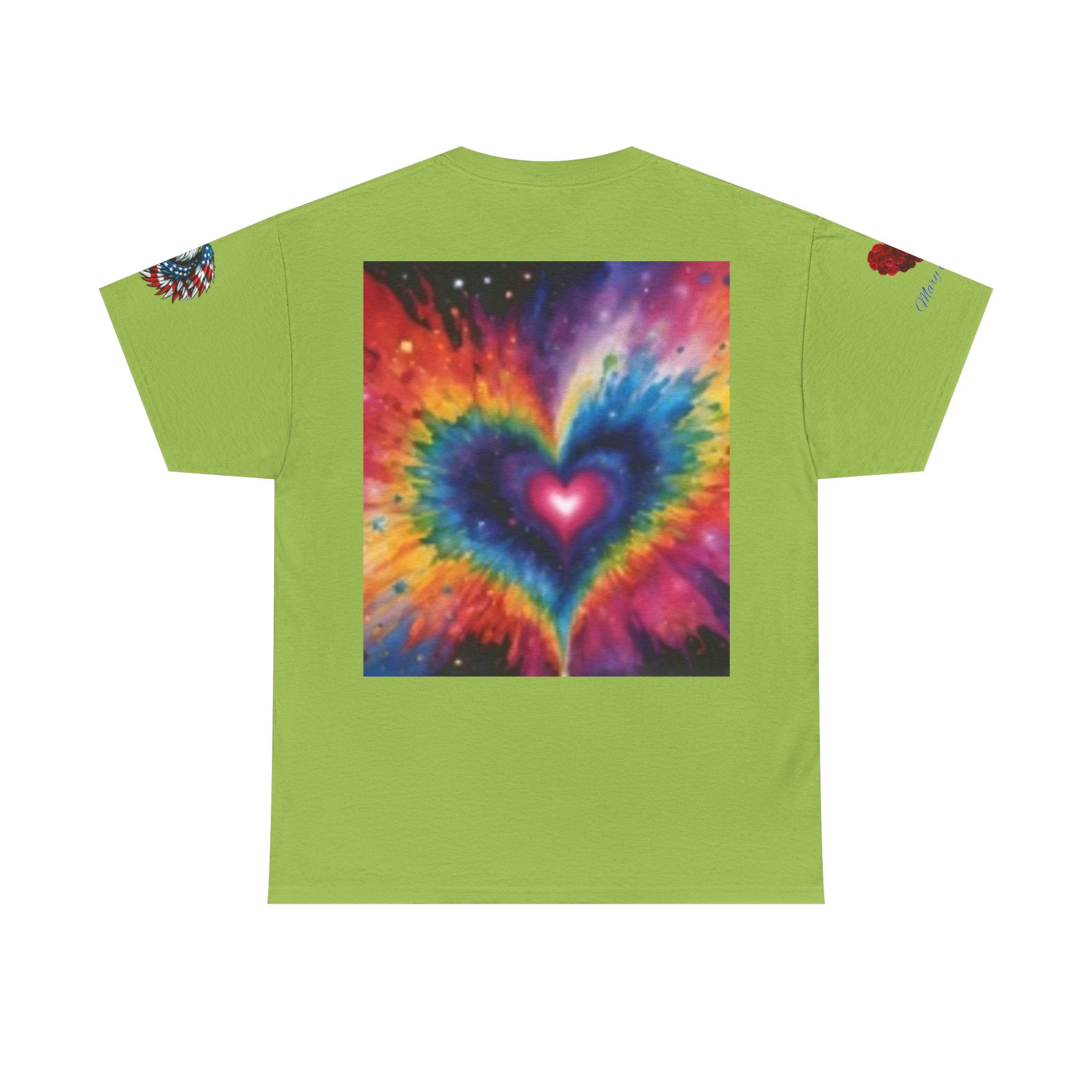 Mary Jordan Colorful Animal Print Patriotic Heart T-shirt