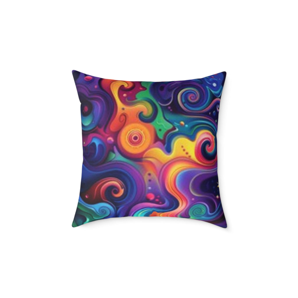 Psychedelic Zebra Swirl Square Throw Pillow