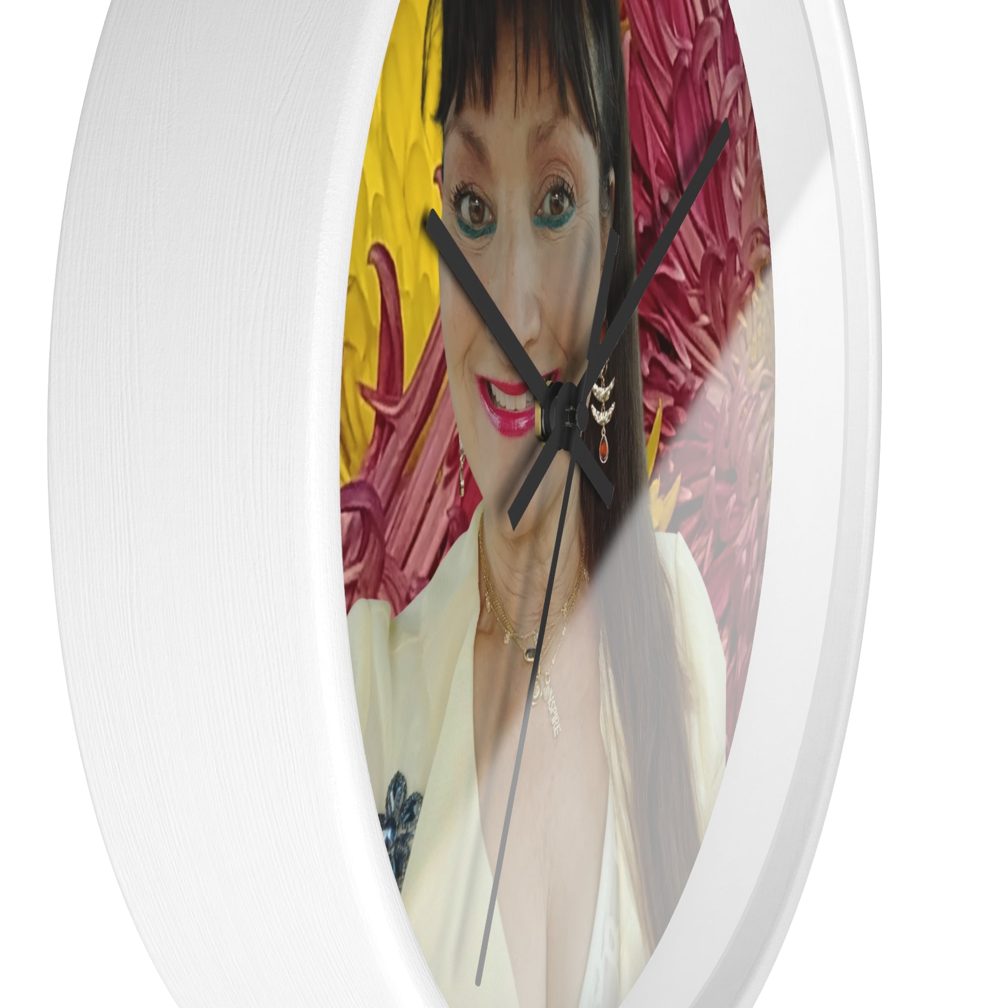 Mary Jordan Wall Clock – Bright Yellow & Pink Decorative Timepiece