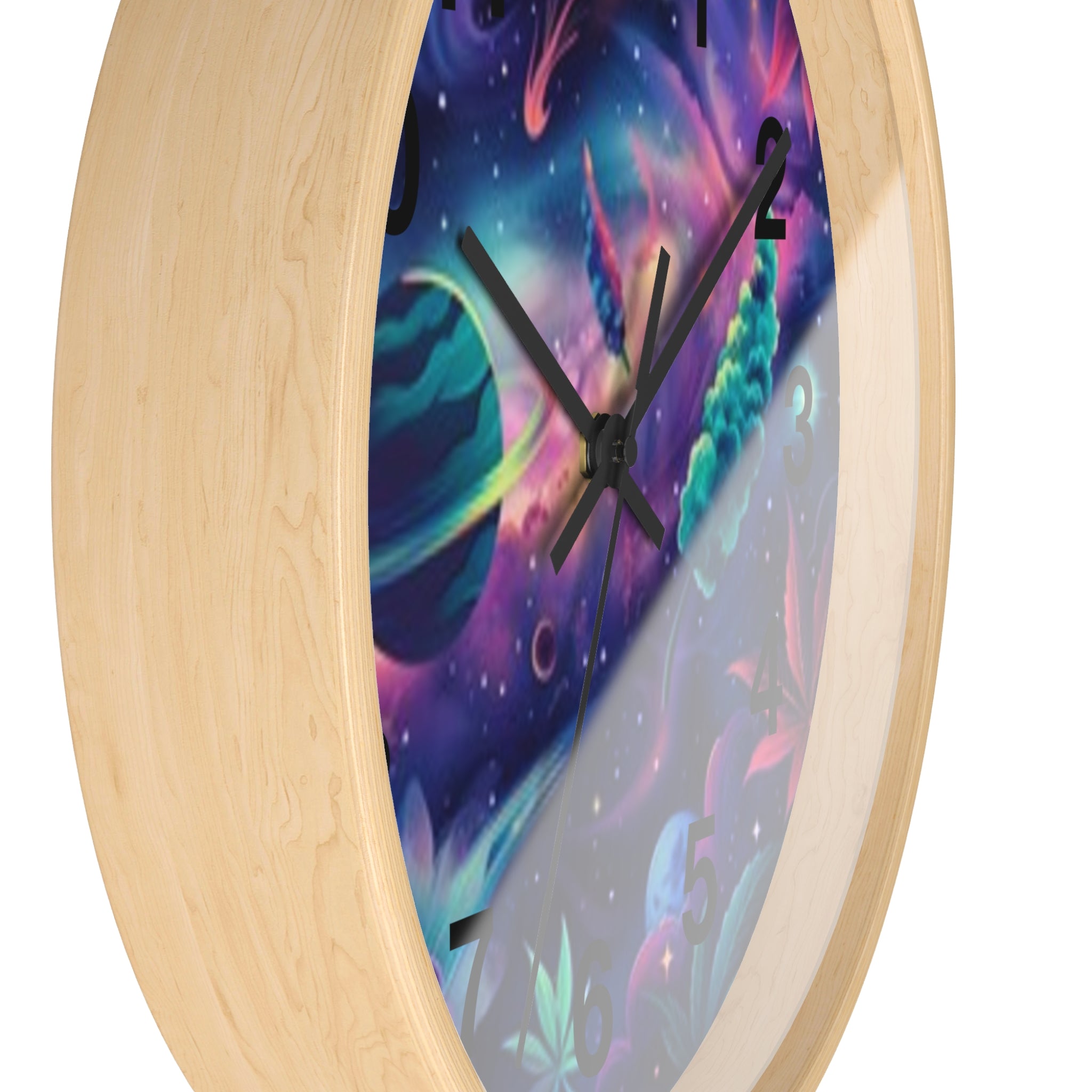 Cosmic Cannabis Wall Clock — Psychedelic Space Marijuana Art Clock