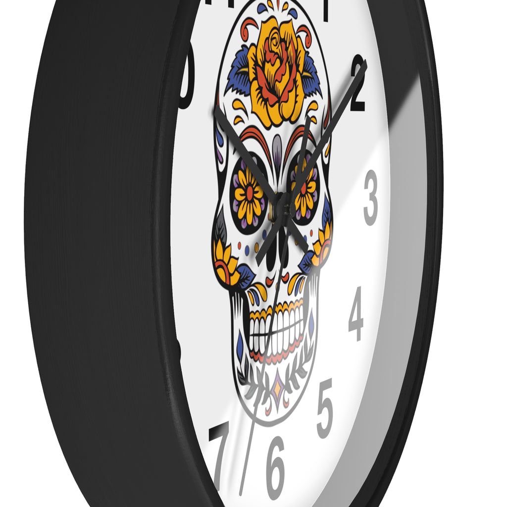 Sugar Skull Wall Clock — Colorful Day of the Dead Decorative Clock