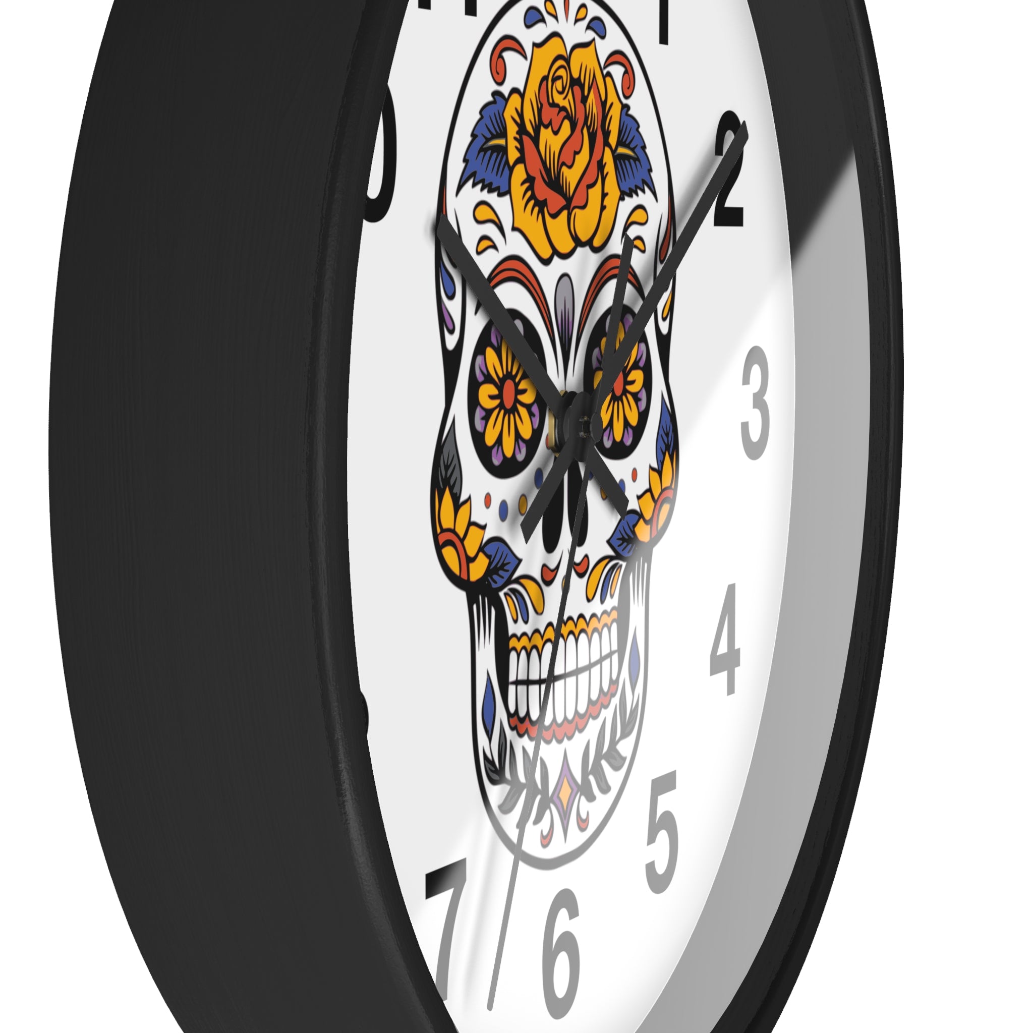 Sugar Skull Wall Clock — Colorful Day of the Dead Decorative Clock