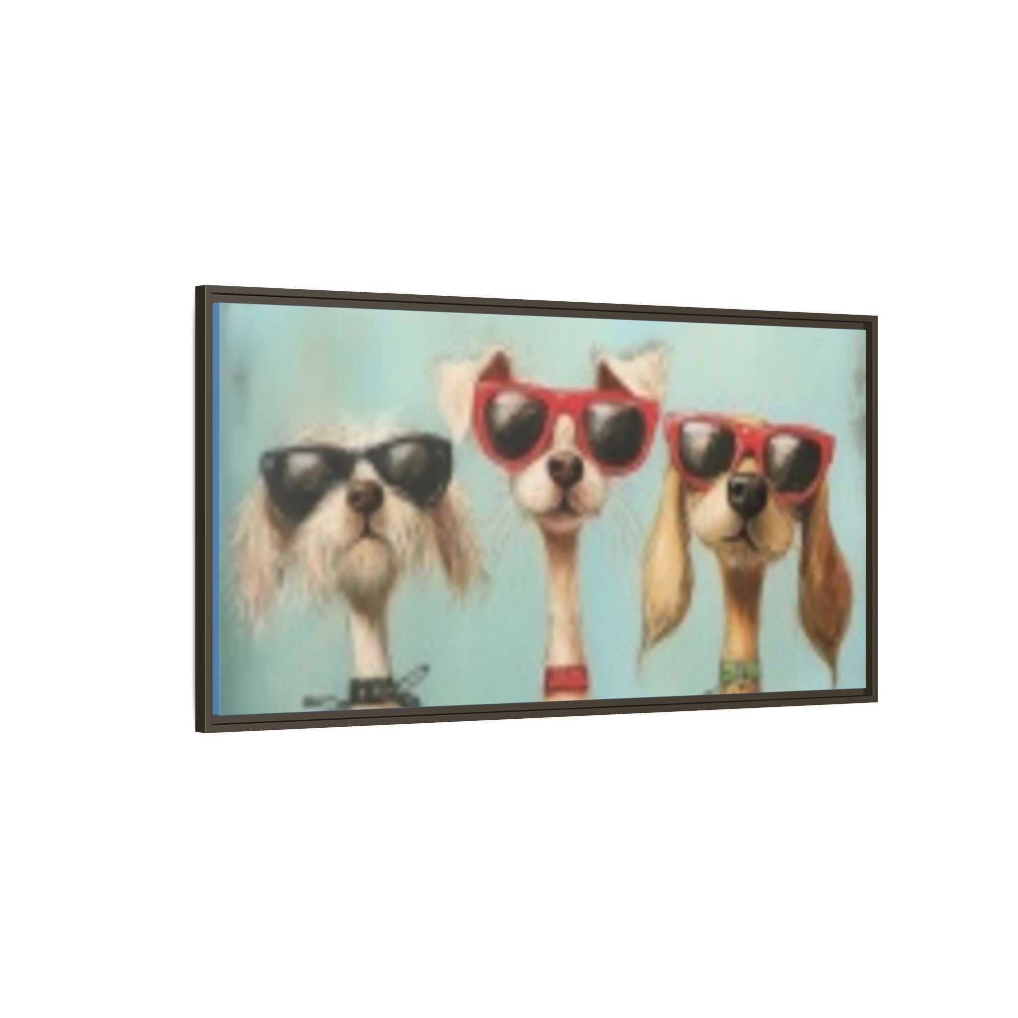 Framed Matte Canvas — Three Cool Dogs in Sunglasses Wall Art