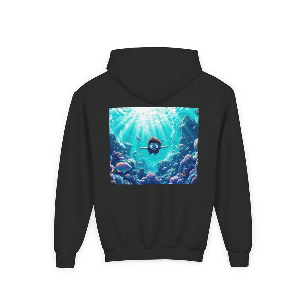 Youth Hoodie with Vintage Octopus & Underwater Scene — Kids Ocean Crew Pullover