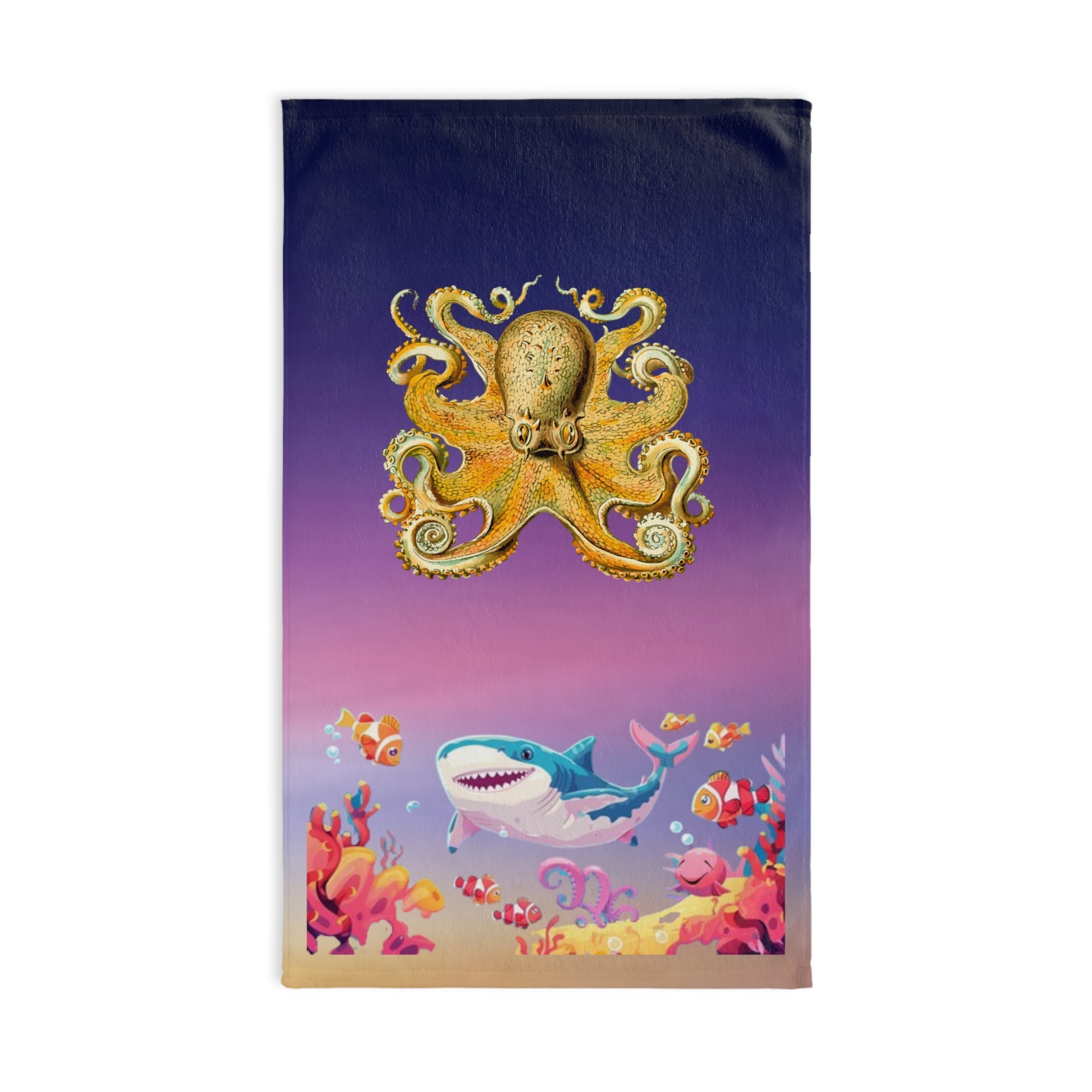 Shark Reef Kids Hand Towel – Colorful Underwater Ocean Animals Design