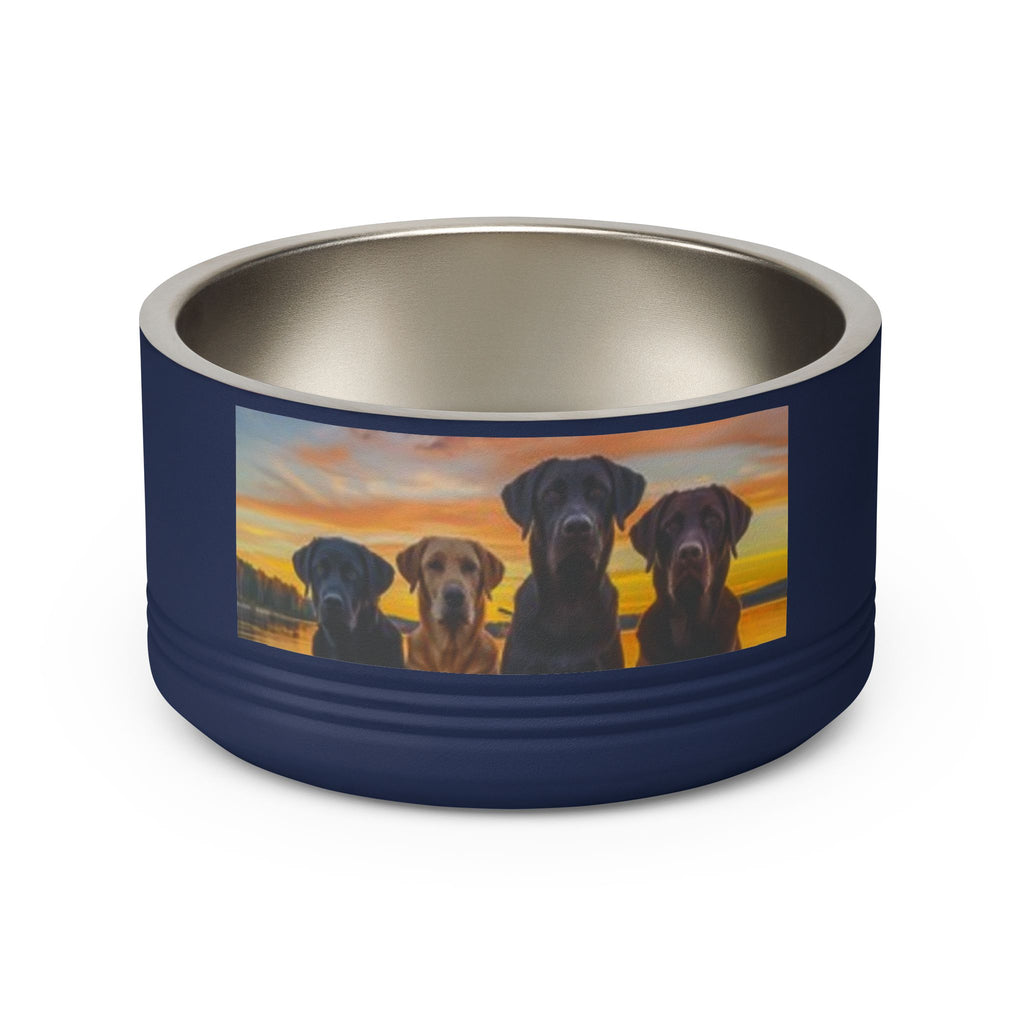 18oz Pet Bowl — Playful Diving Cat & Labradors  Design Stainless Steel Water & Food Dish