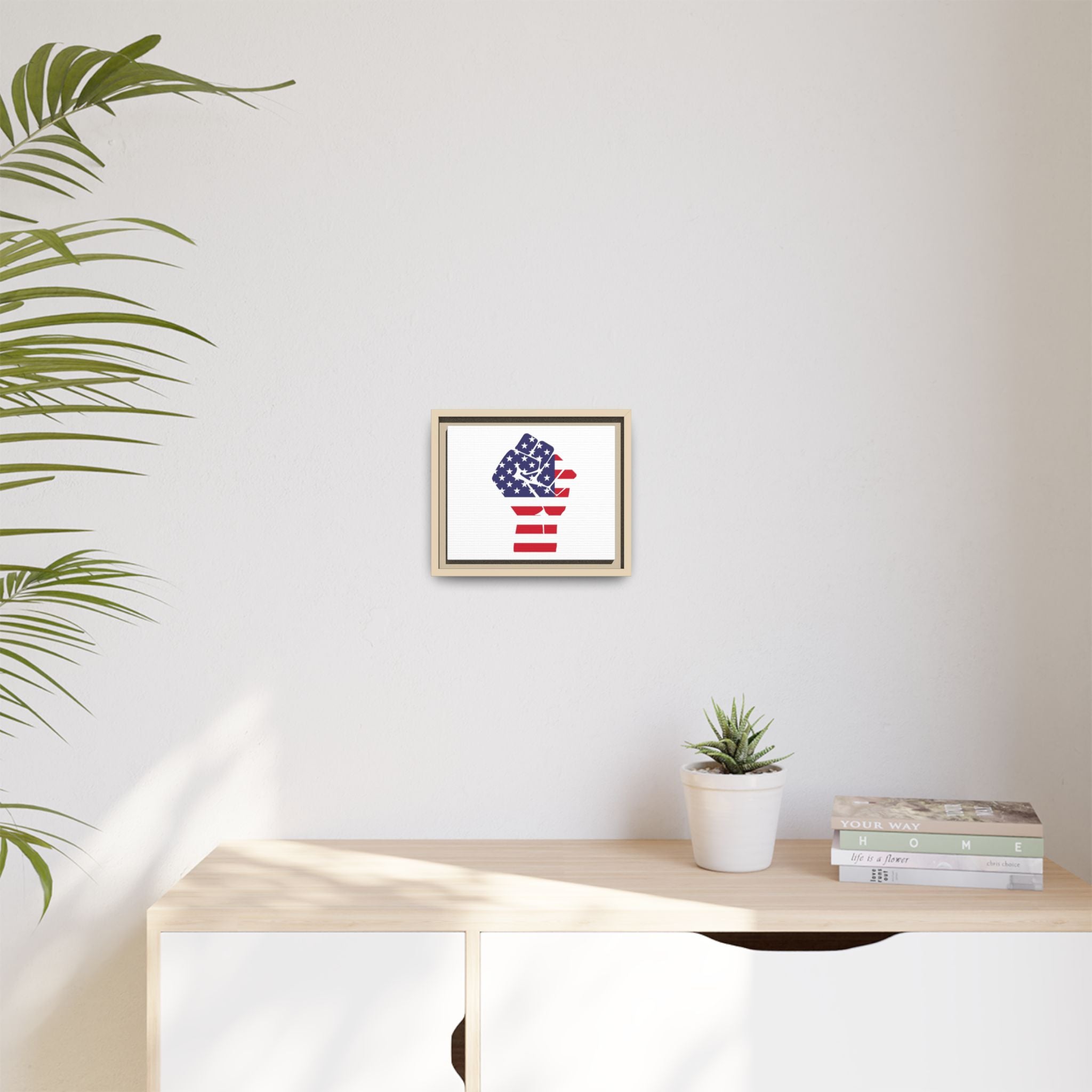 Framed Canvas Print – American Flag Fist Wall Art