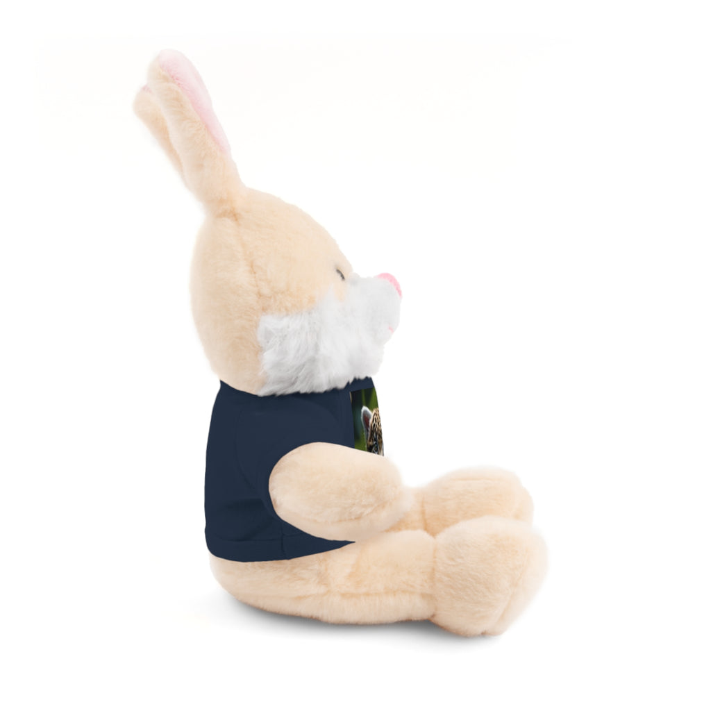 Plush Teddy Bear with Leopard Cub Tee — Cute Animal Gift for Kids & Wildlife Lovers