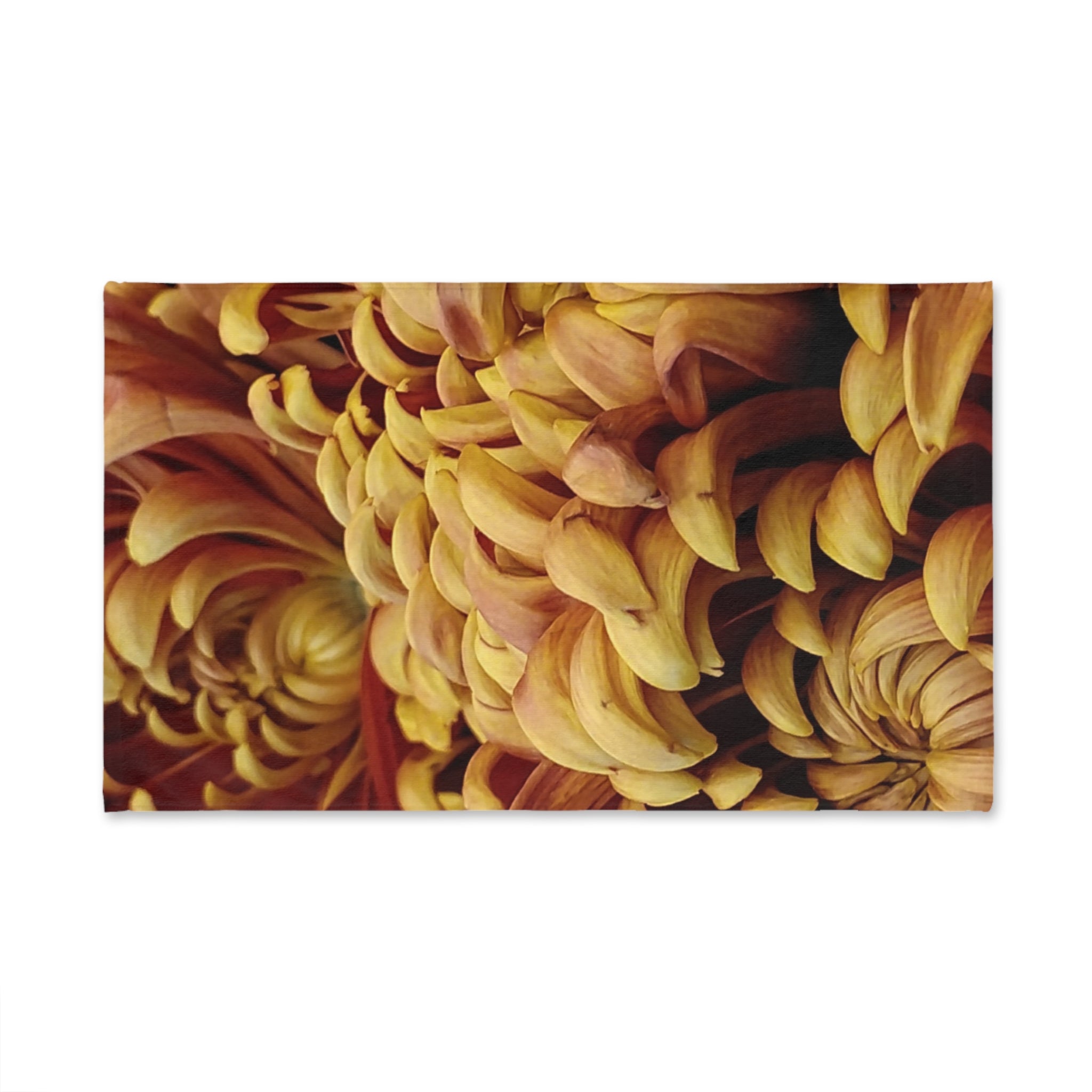 Autumn Chrysanthemum Hand Towel — Golden Floral Kitchen & Bath Accent