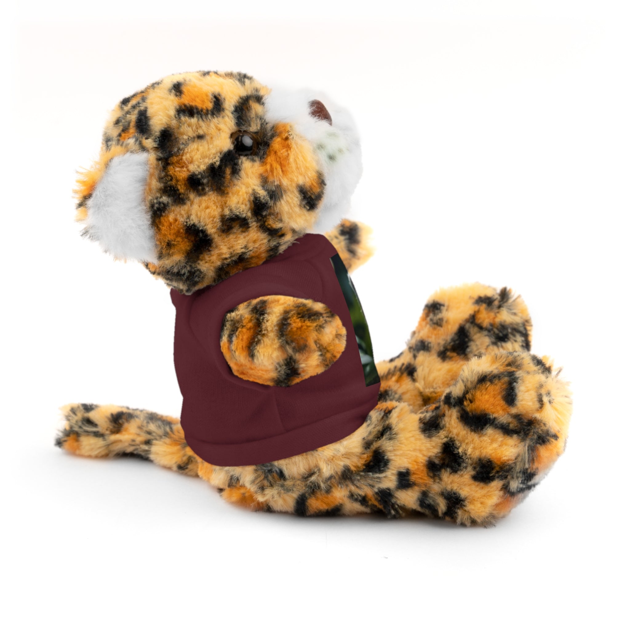Plush Teddy Bear with Leopard Cub Tee — Cute Animal Gift for Kids & Wildlife Lovers