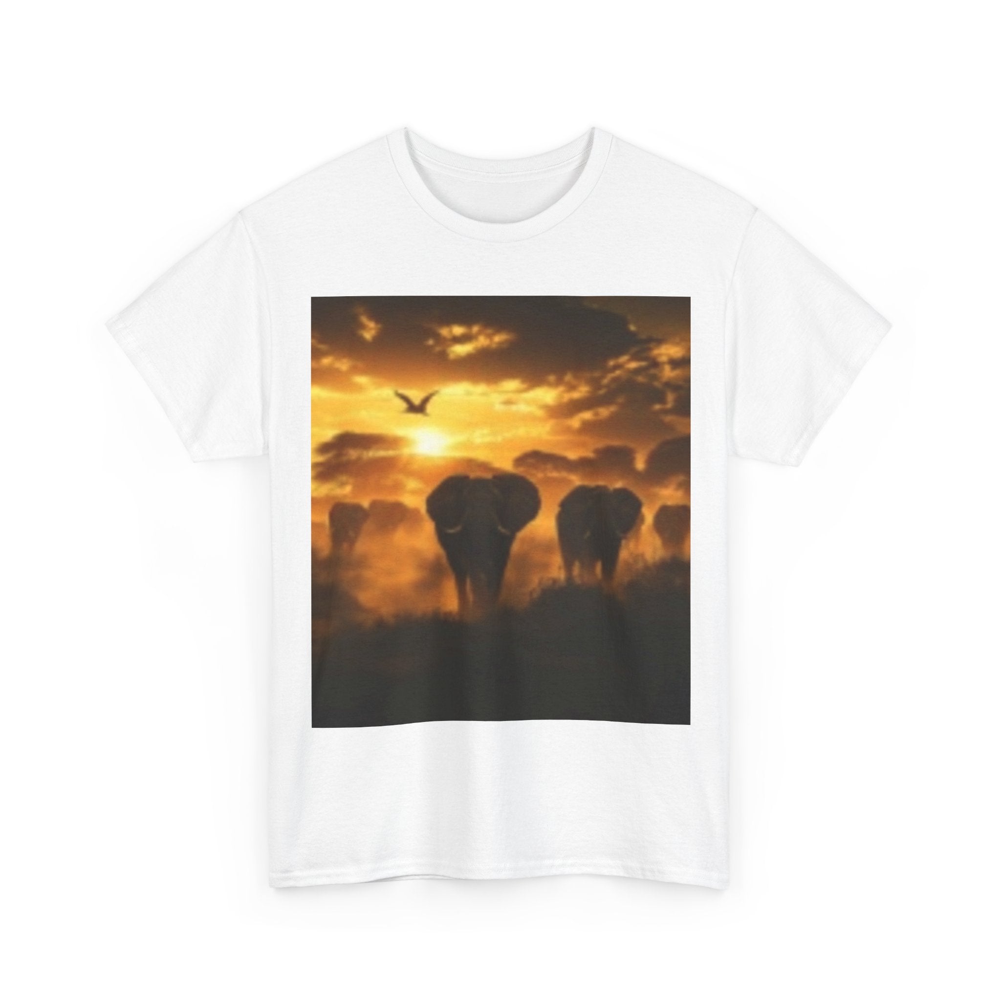 Elephant Sunset T-Shirt — African Safari Sunset Graphic Tee