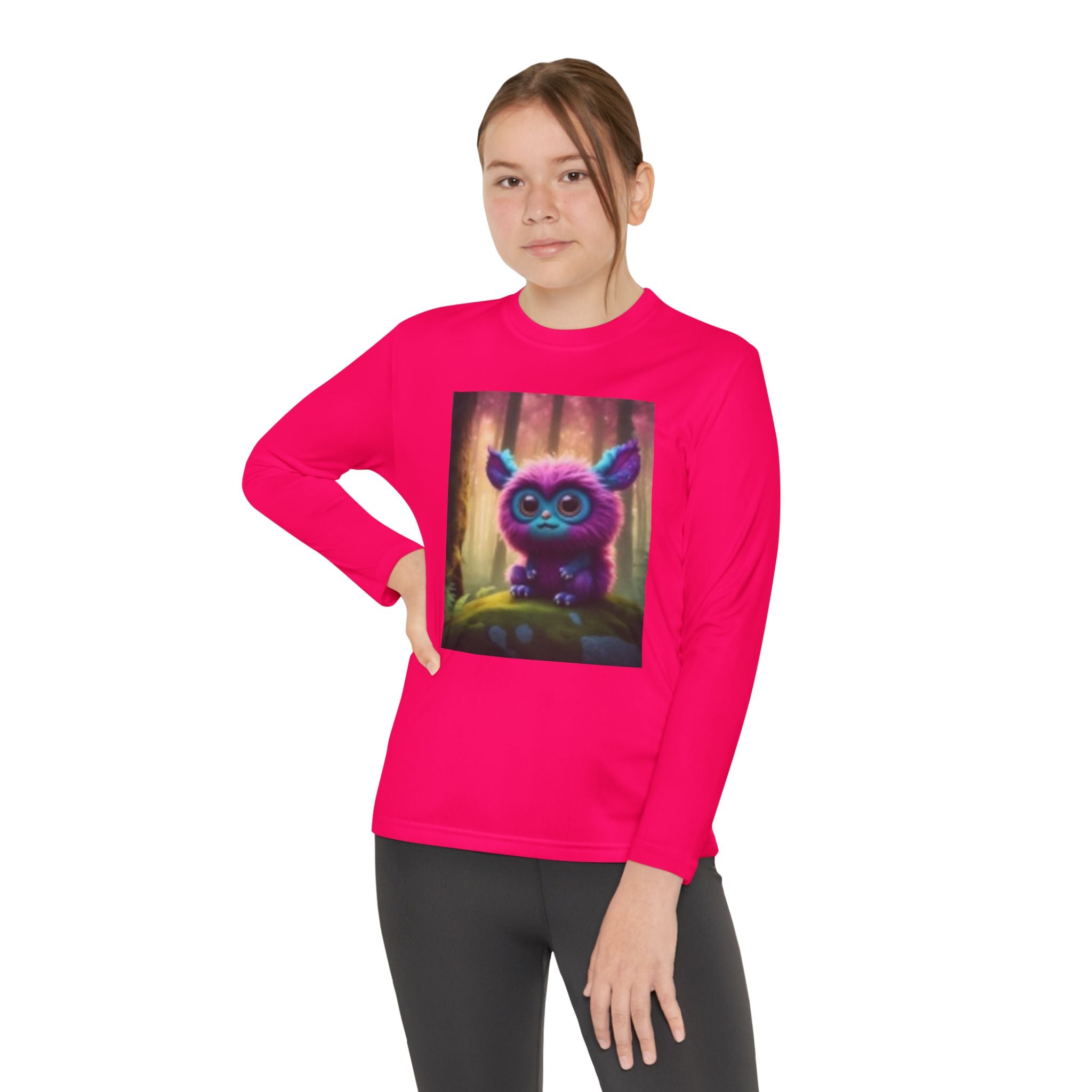 Youth Long Sleeve Tee – Cute Neon Forest Creature Graphic
