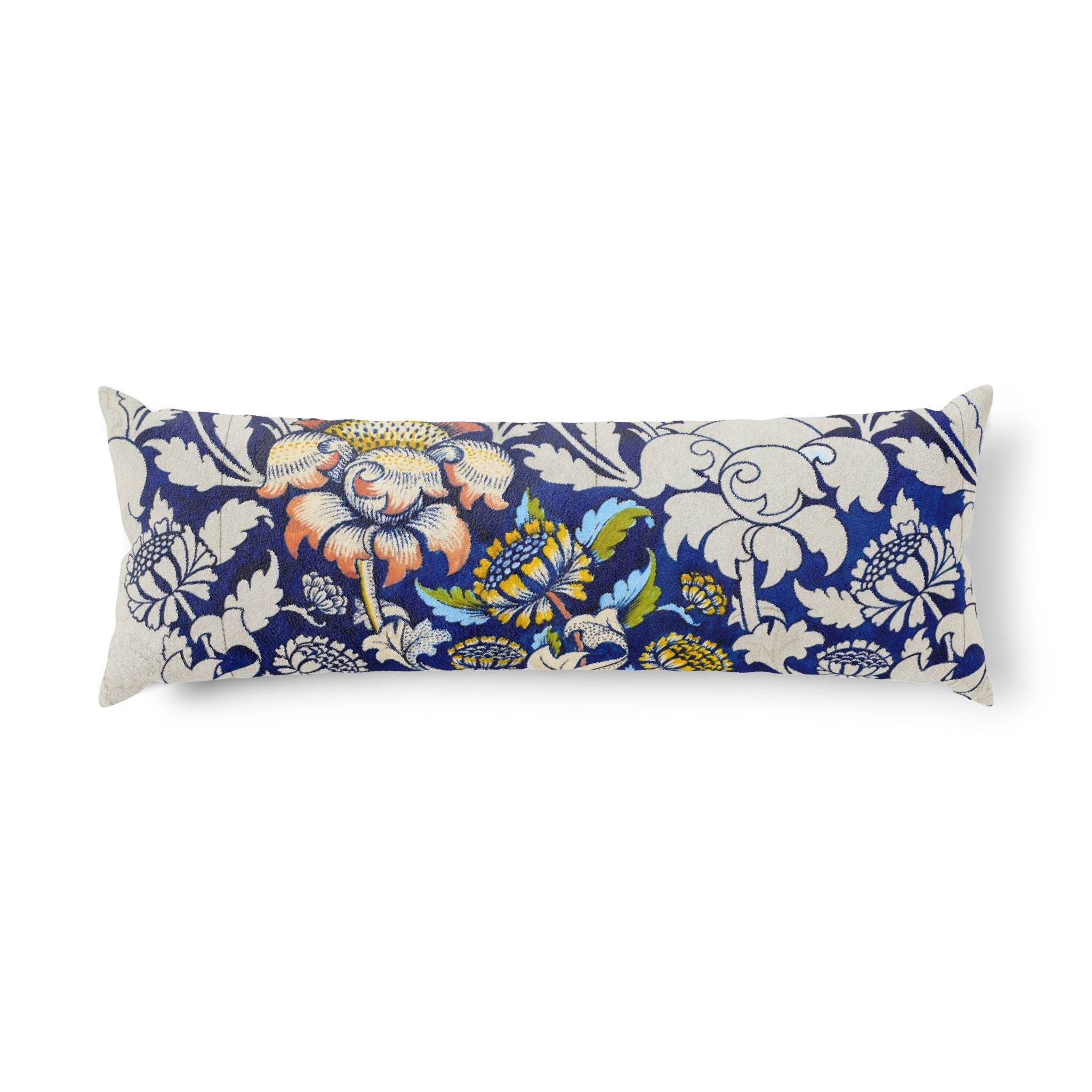 Floral Blue Body Pillow – Vintage Botanical Bolster