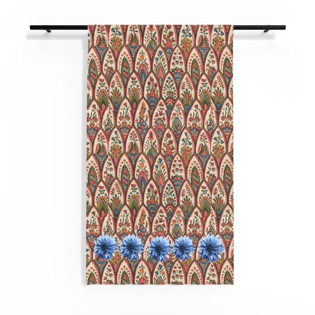 Boho Floral Sheer Curtain — Vintage Arch Pattern Window Panel