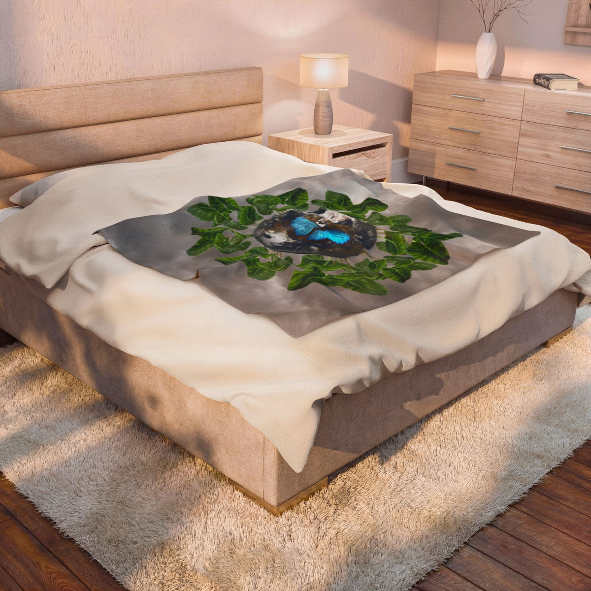 Earth & Blue Butterfly Velveteen Plush Blanket & Facts — Botanical Cozy Throw