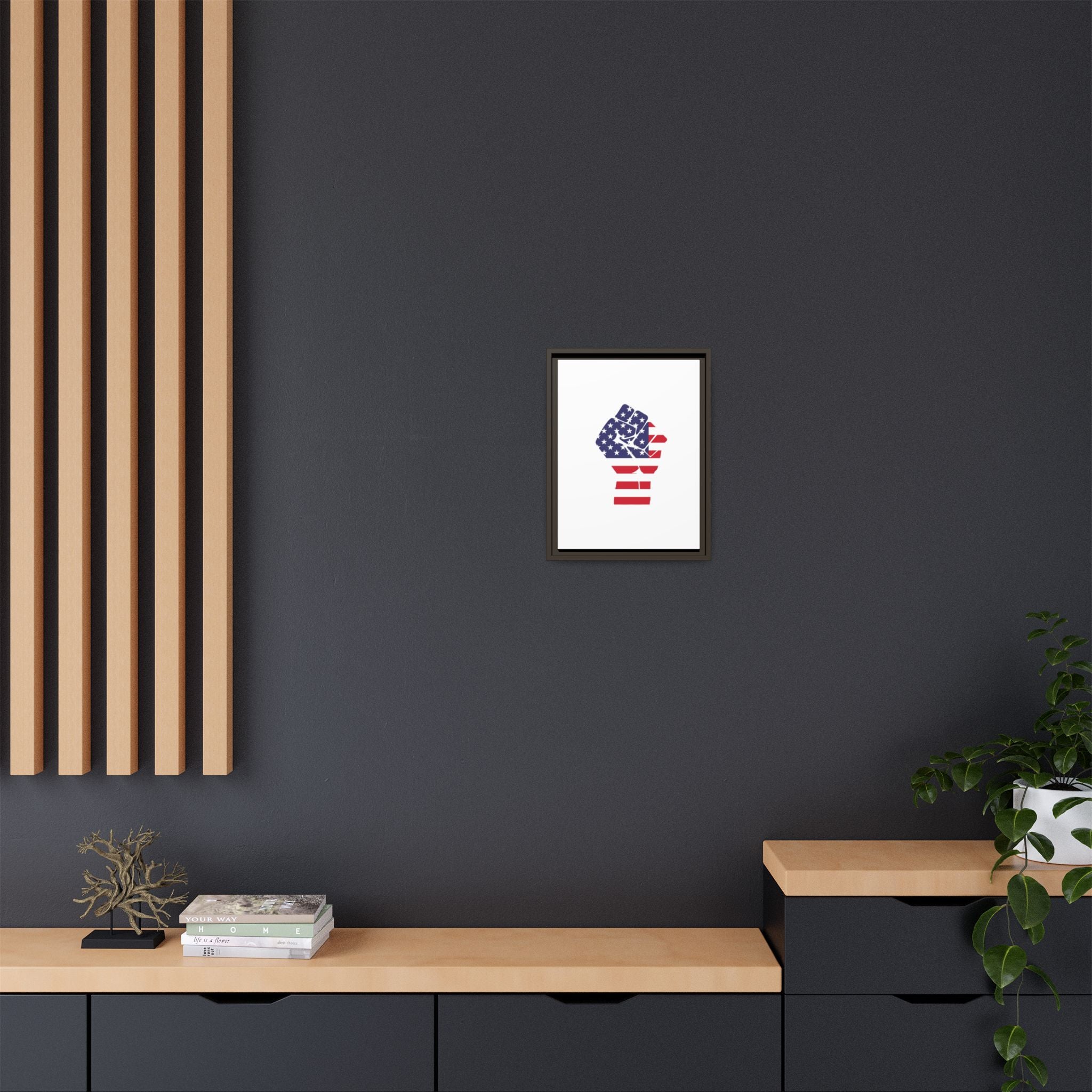 Framed Canvas Print – American Flag Fist Wall Art
